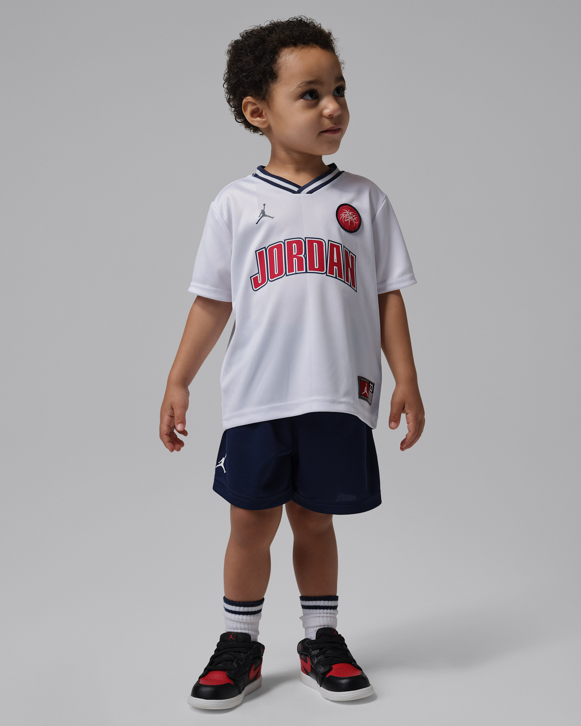 조던 베이비 스포츠 저지 앤 메쉬 쇼츠 세트 - 미드나이트 네이비/화이트