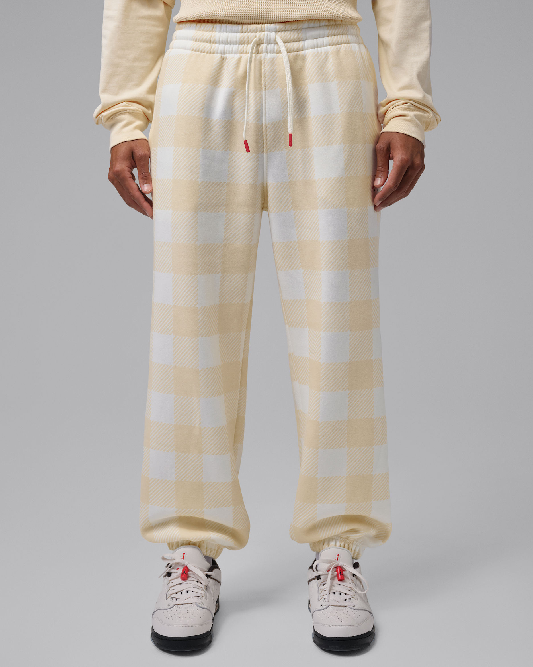 Jordan Brooklyn Men's Brushed Fleece Cuffed Trousers - Sail/Fauna Brown