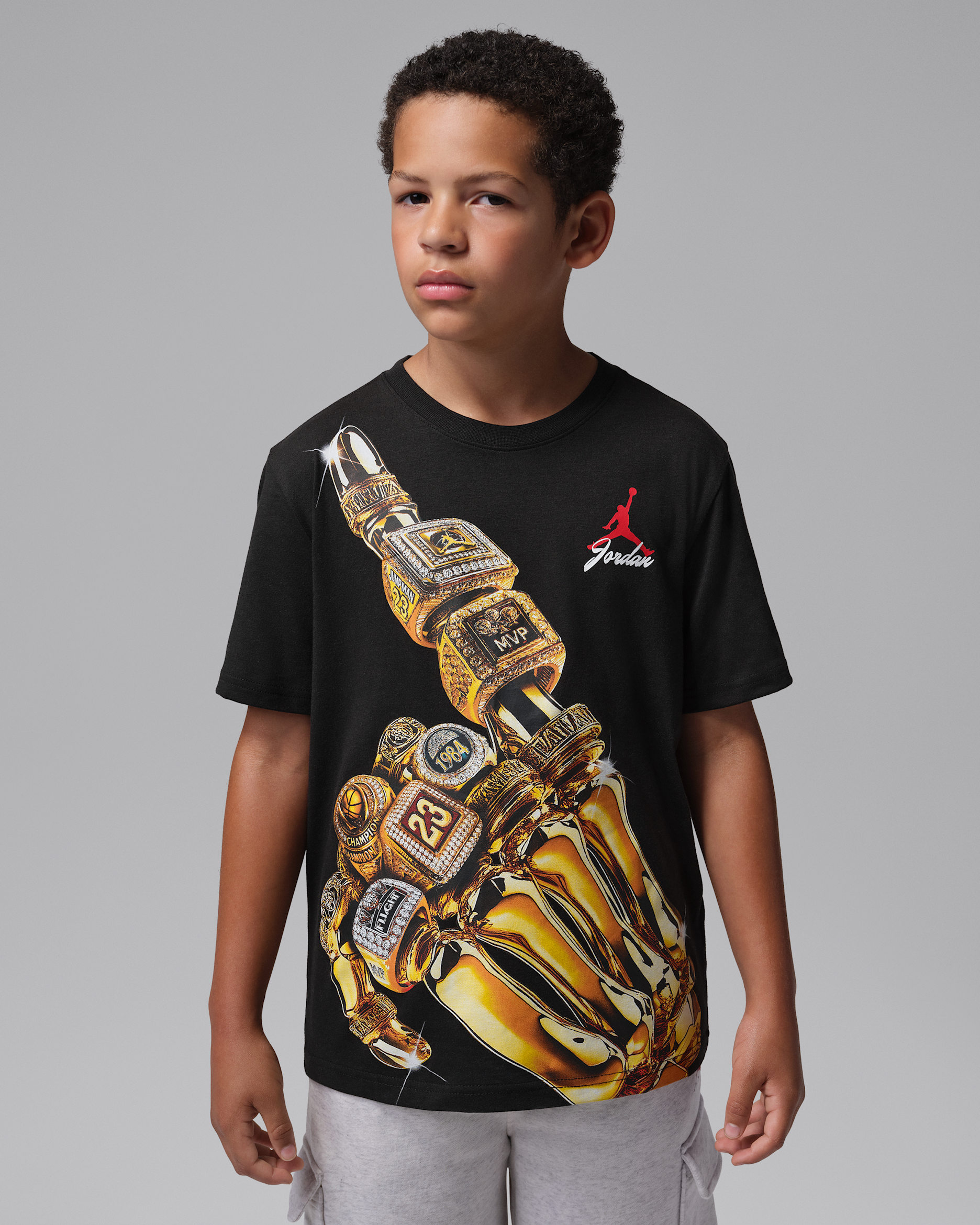 Jordan Big Kids' 23 Skeleton Rings T-Shirt - Black