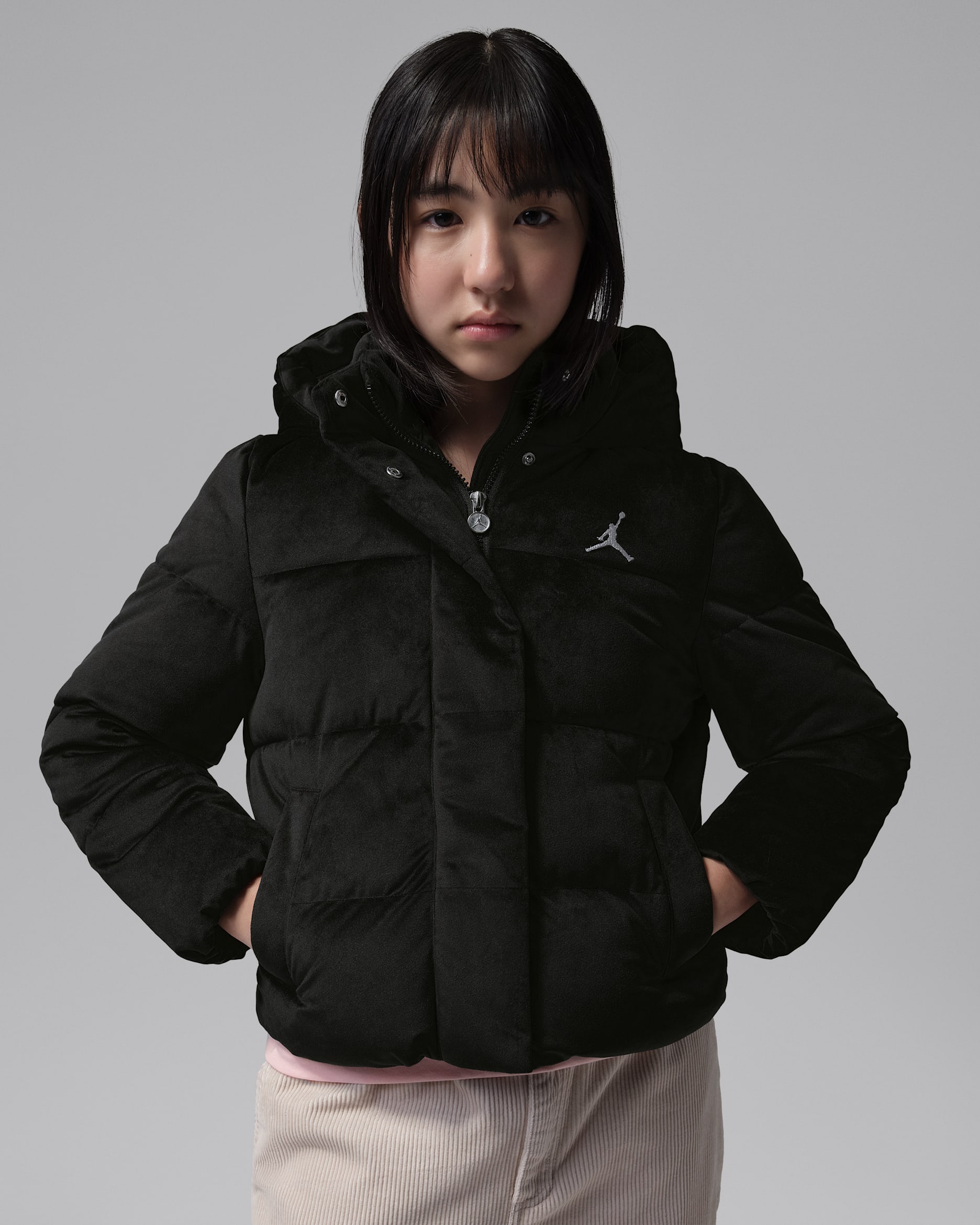 Jordan Big Kids' Velvet Puffer Jacket - Black