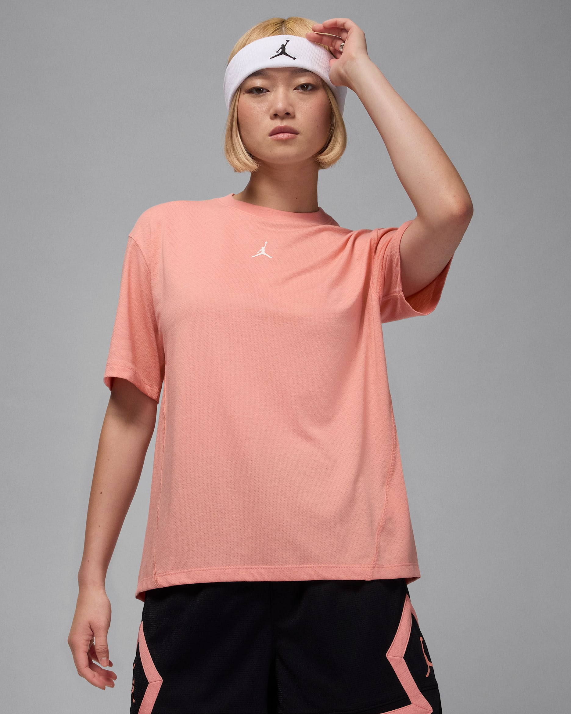 Haut à manches courtes Diamond Jordan Sport pour femme - Light Madder Root/Blanc