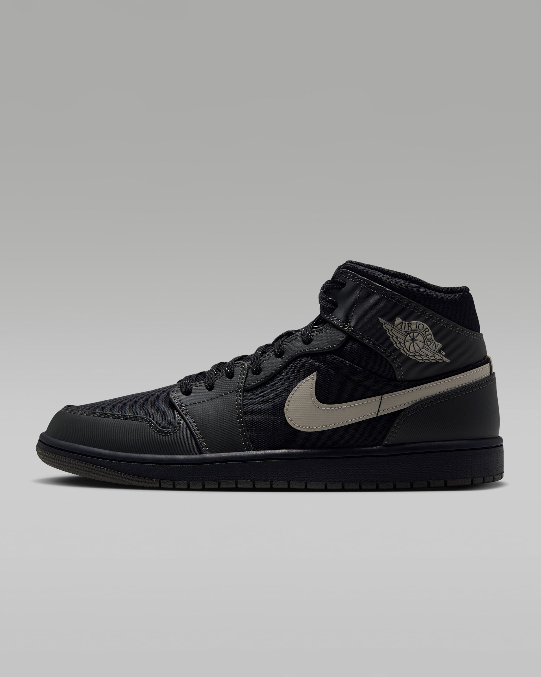 Air Jordan 1 Mid Utility Men's Shoes - Black/Spruce Fog/Reflect Silver/Newsprint