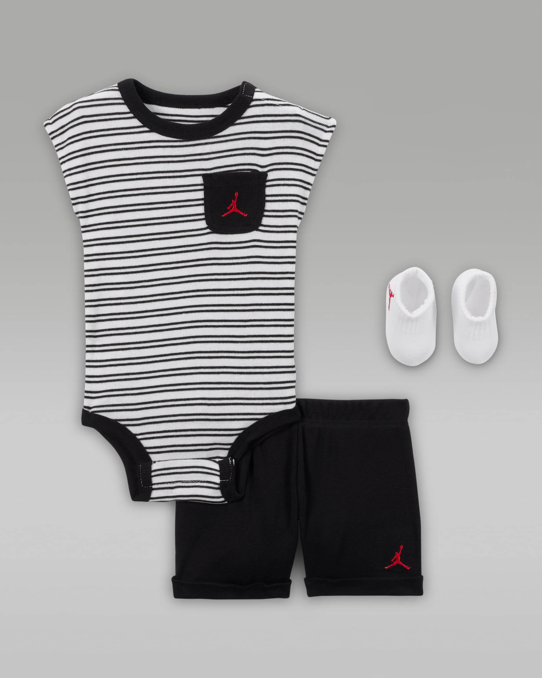 Jordan Essentials Baby Striped 3-Piece Set - Black
