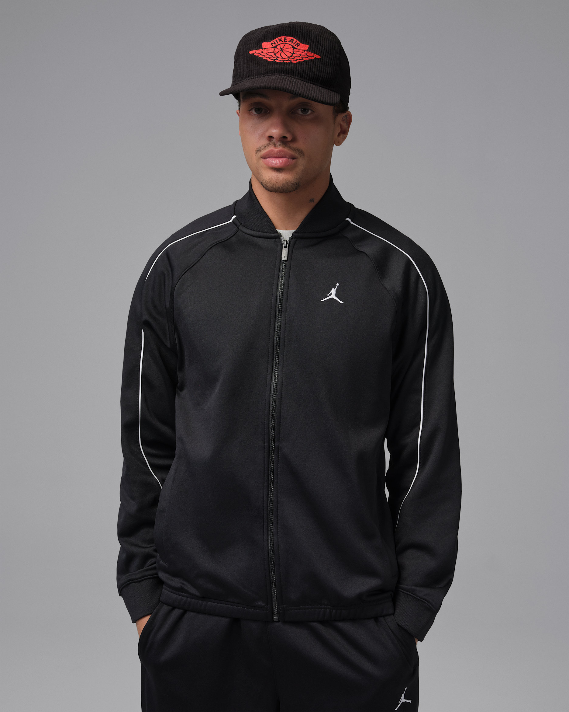 Jordan Brooklyn Men's Tricot Track Jacket - Black/White/White