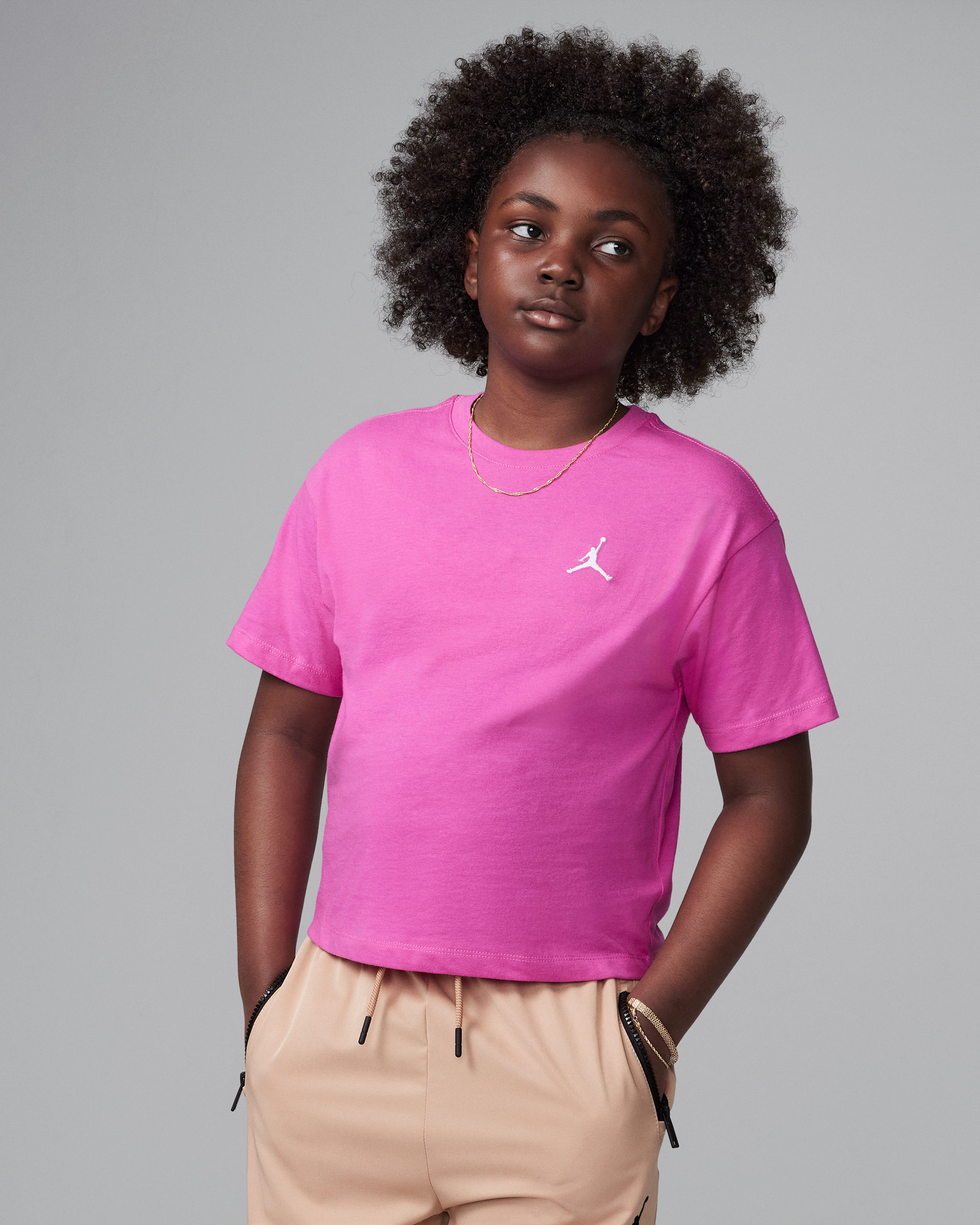 Jordan Brooklyn Essentials Big Kids' T-Shirt - Fire Pink