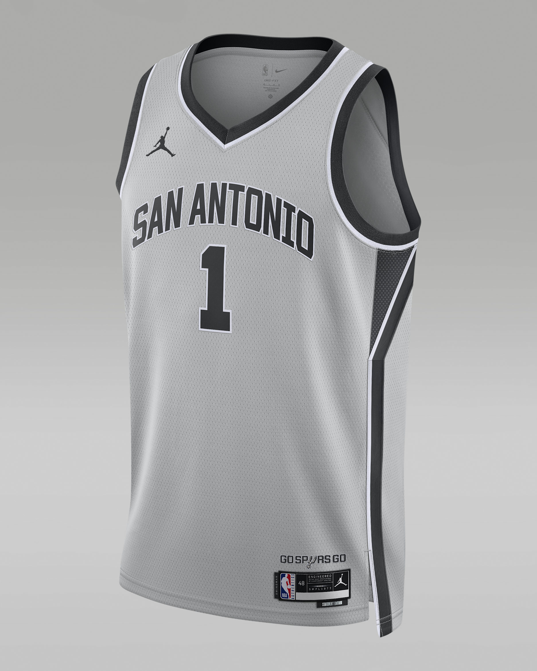 San Antonio Spurs 2025/26 Statement Edition Men's Nike Dri-FIT NBA Swingman Jersey - Flat Silver