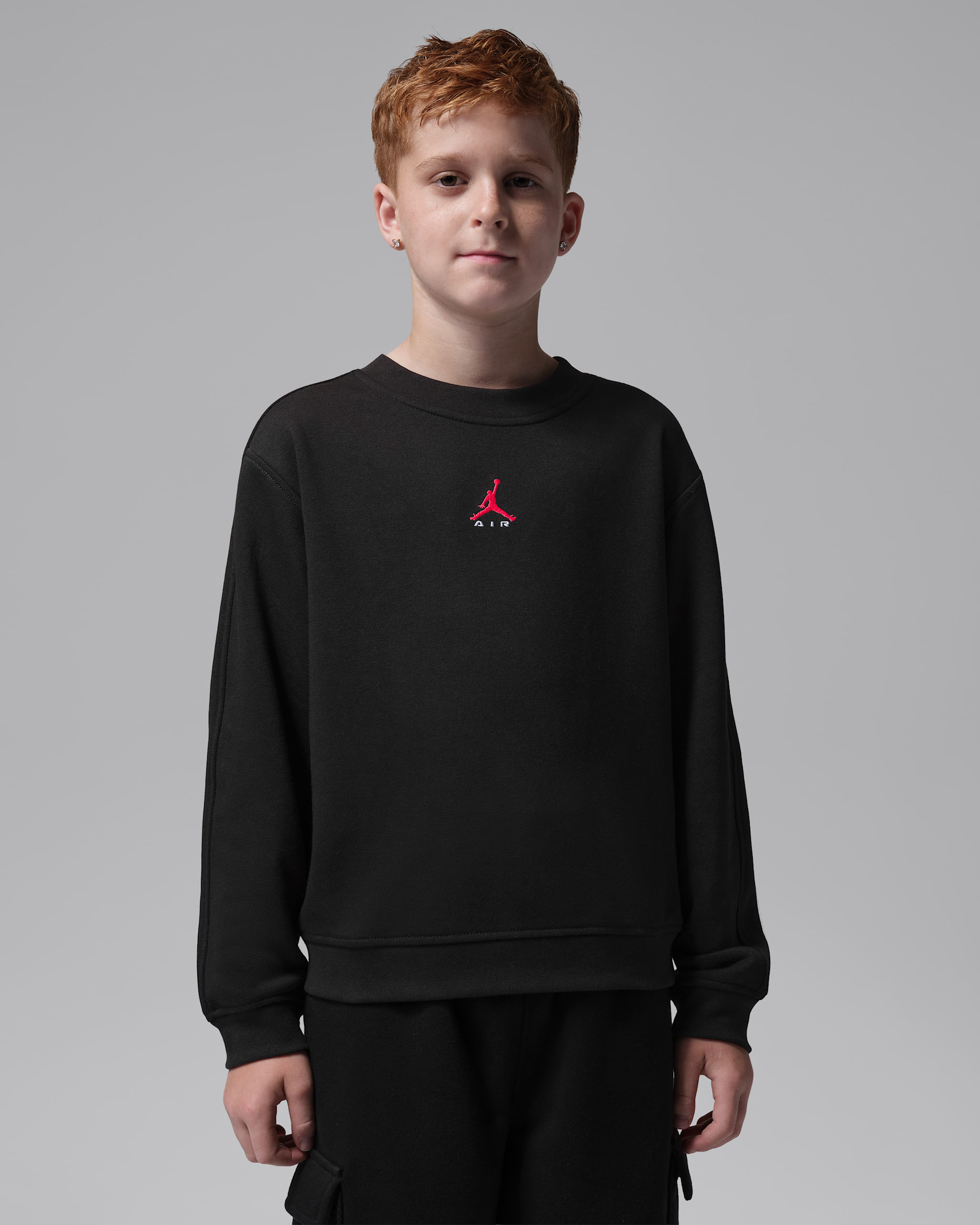 Jordan Big Kids' Brooklyn French Terry Crew - Black