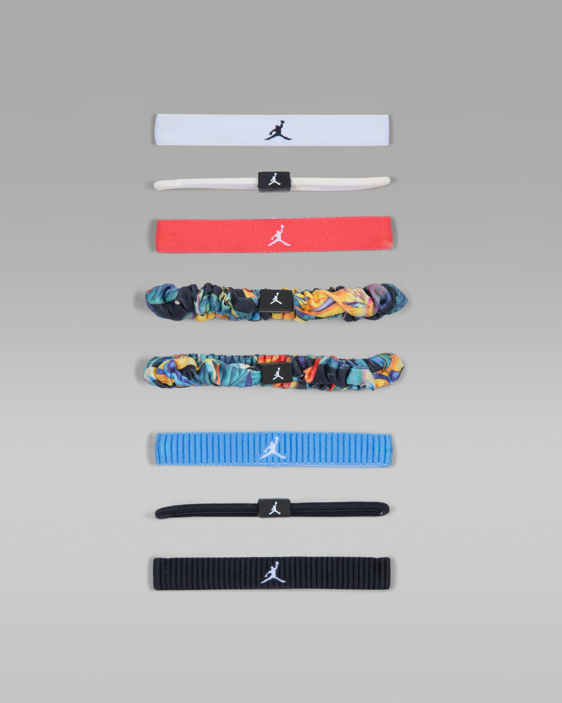 Jordan Sport Mixed Elastic Hair Ties (8-Pack) - Track Red/Blue Beyond/Black
