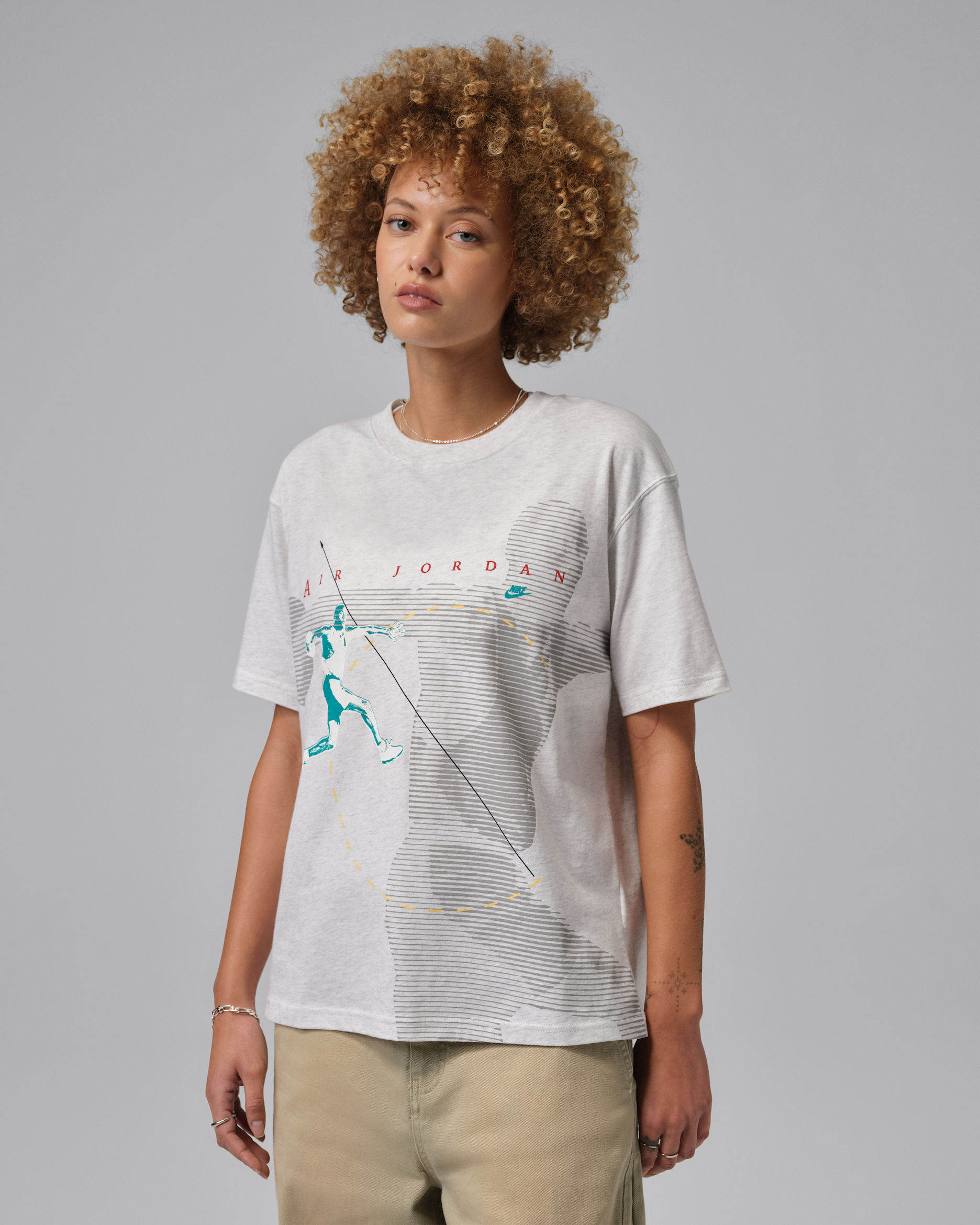 T-shirt à motif Jordan Flight pour femme - Birch Heather/Noir