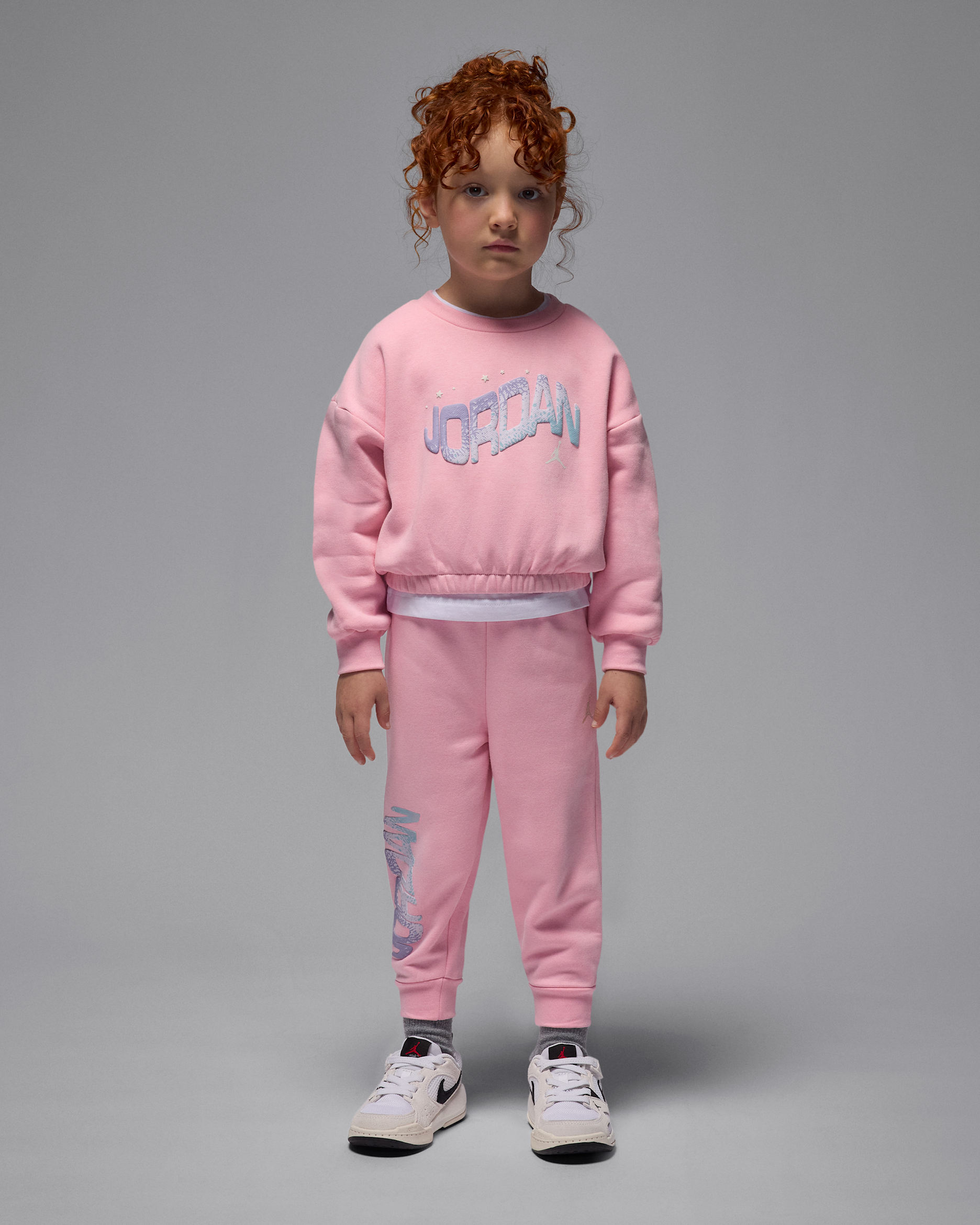 Conjunto de 2 piezas de tejido Fleece Bubble infantil Jordan Jumpman Club - Rosa suave medio
