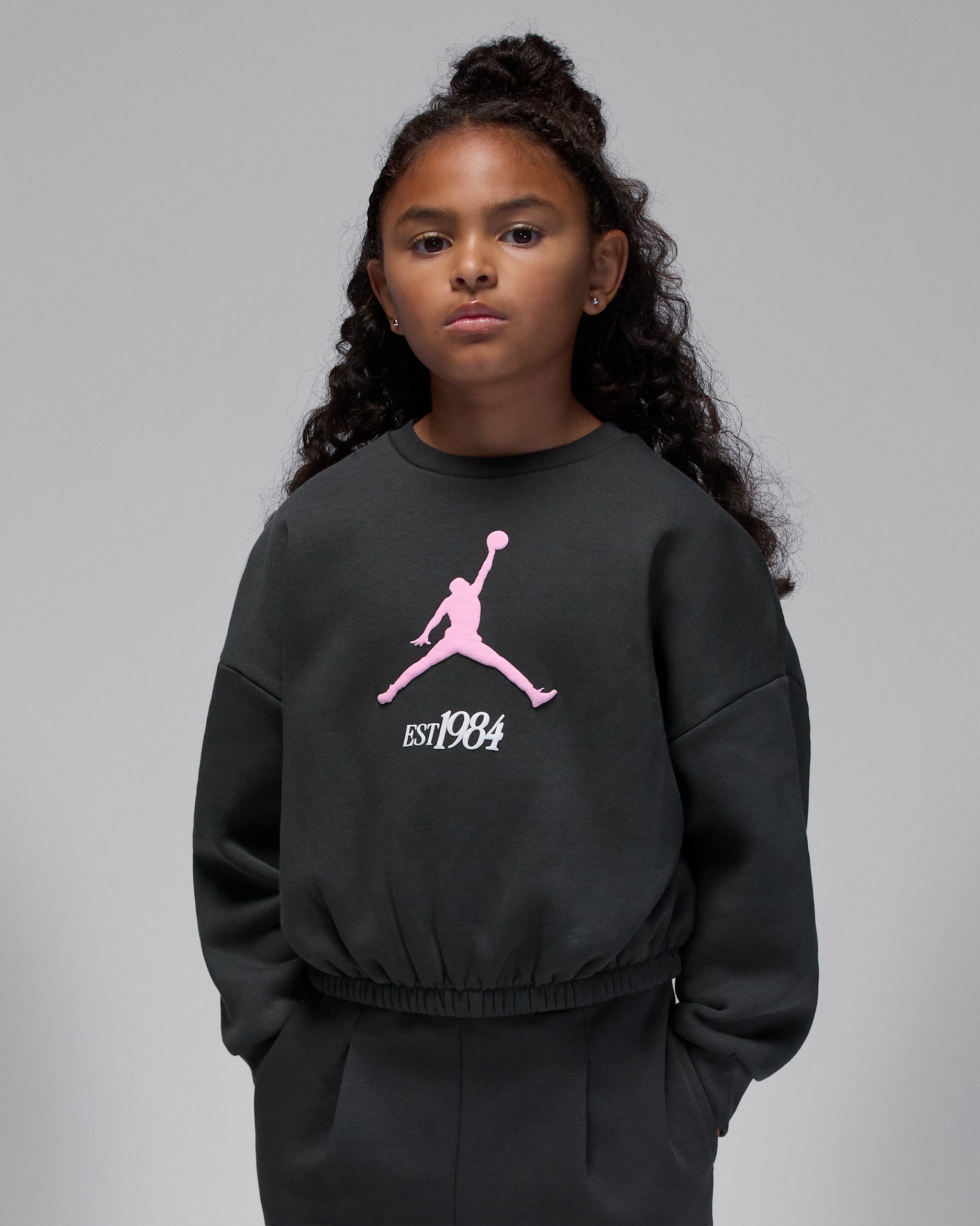 Sudadera de cuello redondo de tejido Fleece plisada para niños talla pequeña Jordan Jumpman Club - Sombrío apagado
