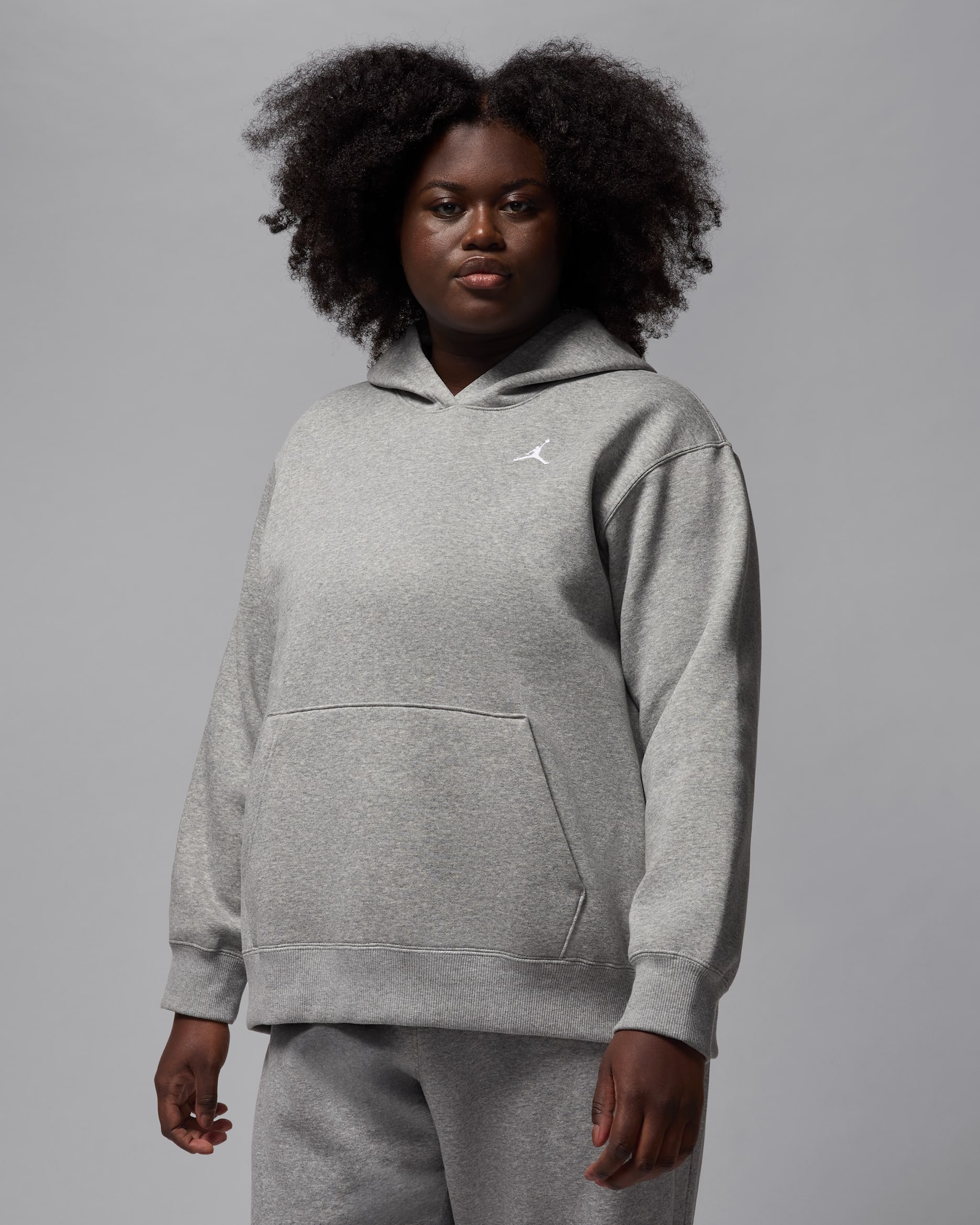 Jordan Brooklyn Fleece Women's Pullover Hoodie (Plus size) - Dark Grey Heather/White