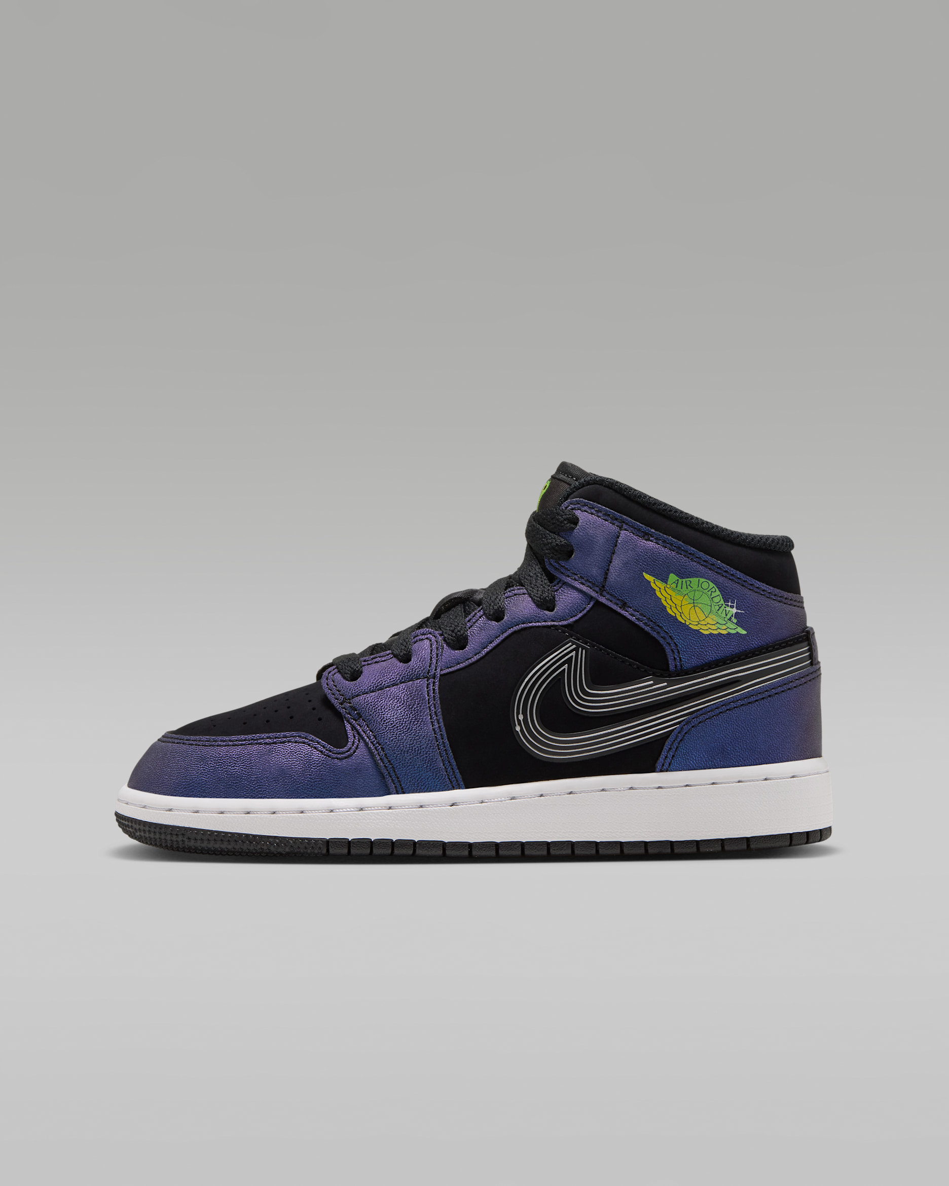 รองเท้าเด็กโต Air Jordan 1 Mid SE "Space Jam" - ดำ/Action Green/Varsity Royal/Yellow Zest