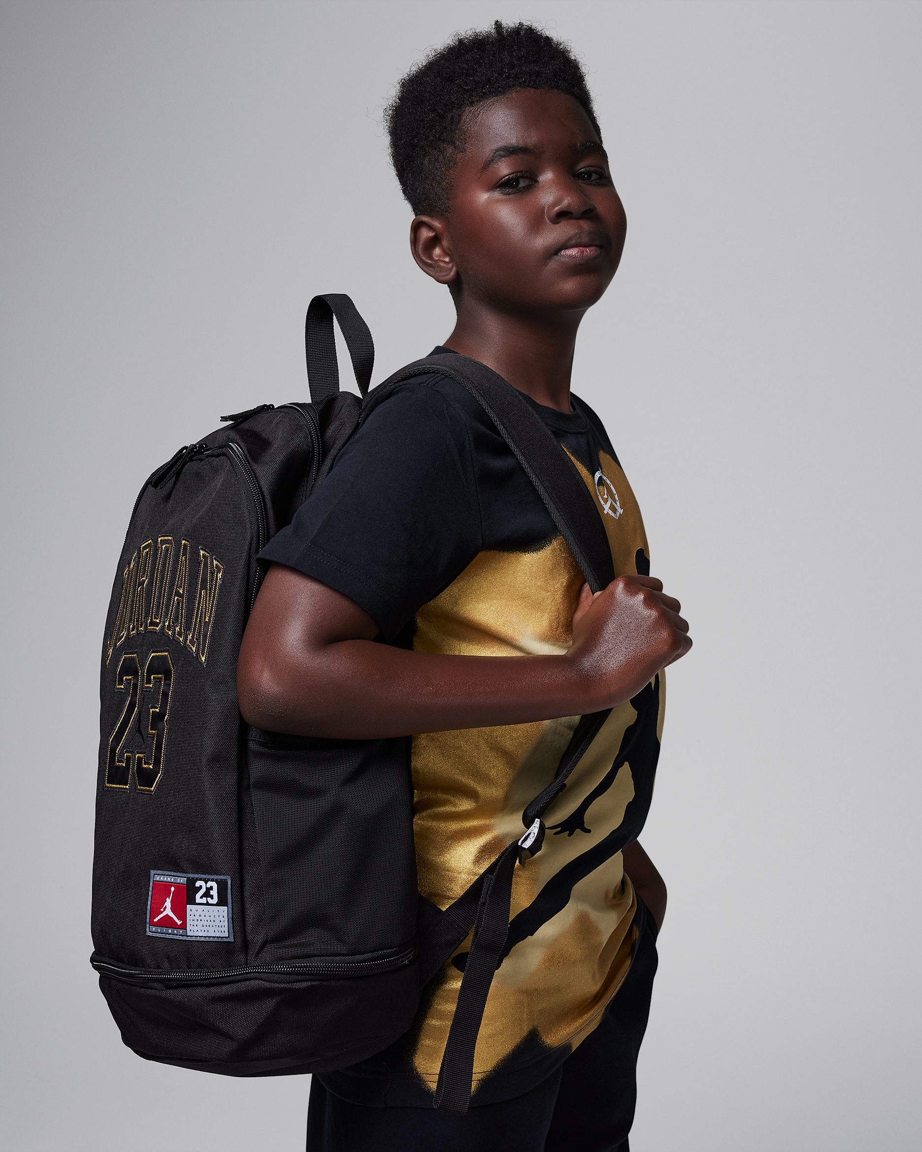 Mochila de punto para niños grandes (27 L) Jordan - Negro/Oro