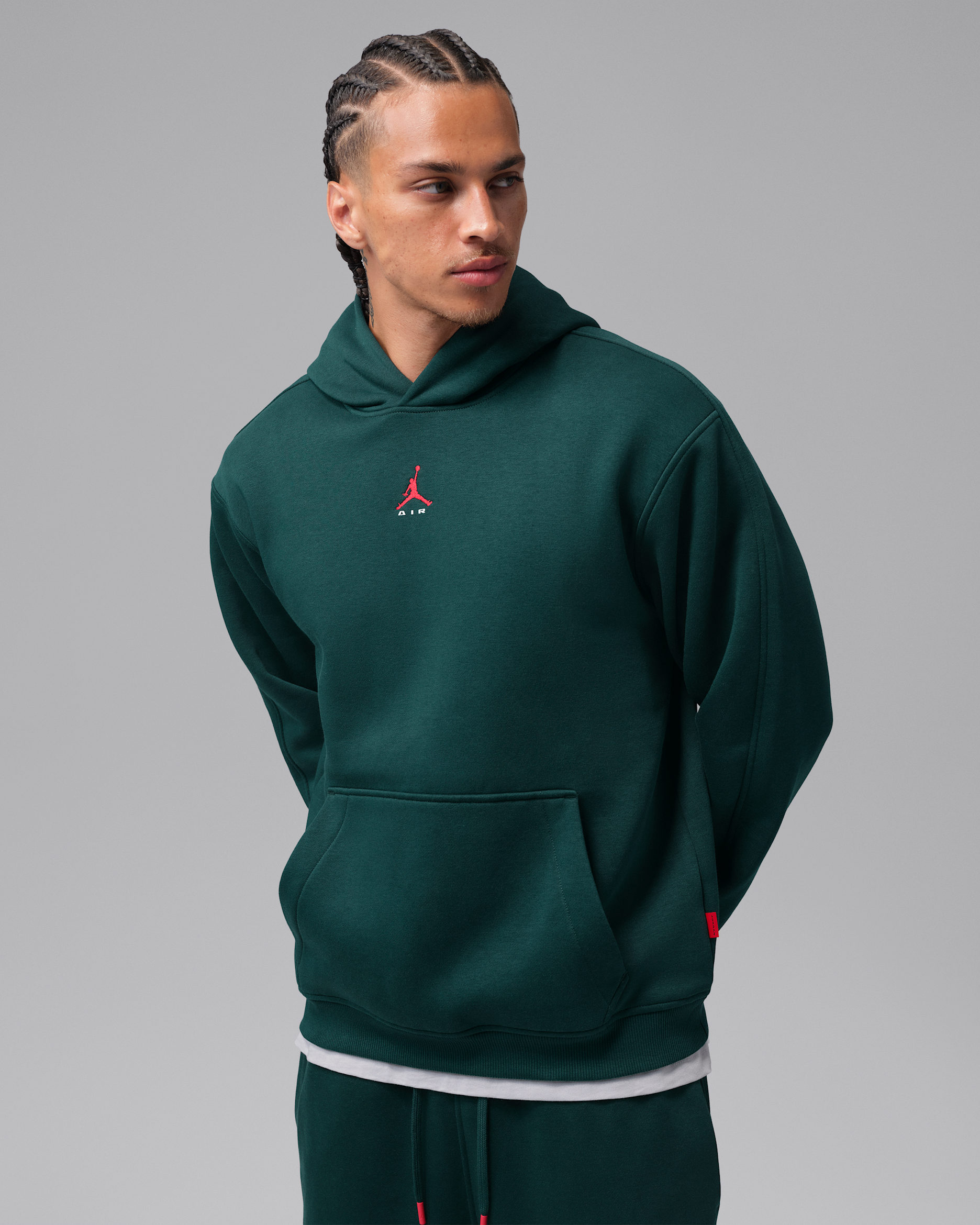 Jordan Brooklyn Men's Pullover Hoodie - Midnight Spruce/University Red