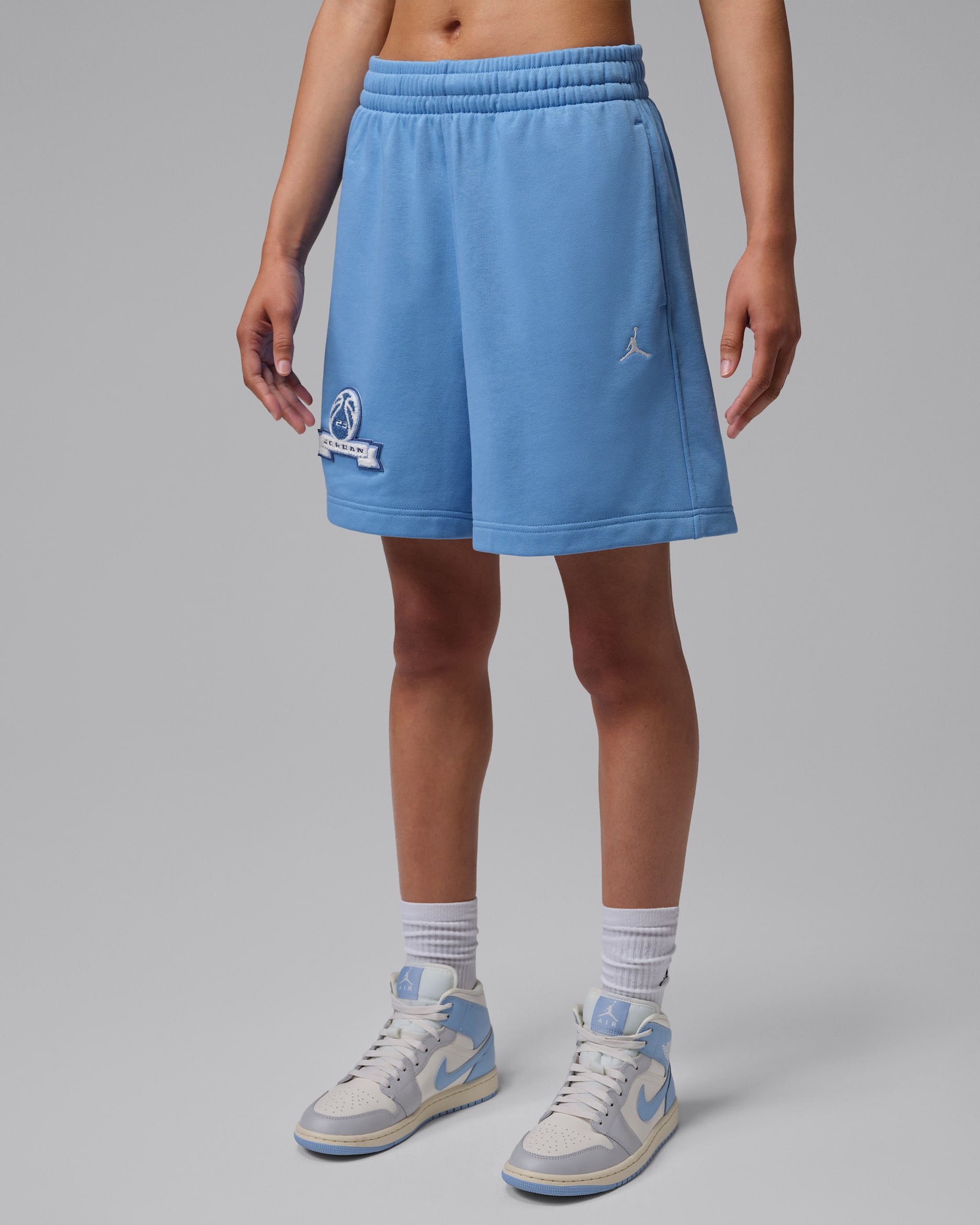 Jordan Brooklyn Fleece Women's French Terry Graphic Shorts - Blue Beyond/Sail