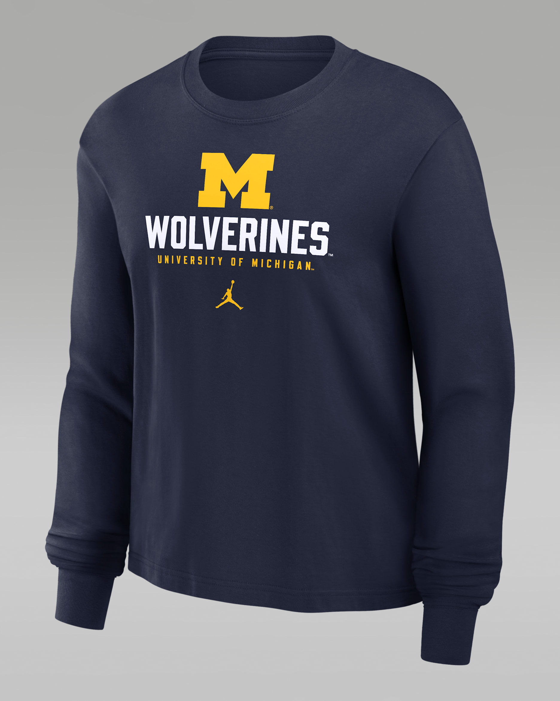 Michigan Wolverines Primetime University Boxy Women's Nike College Long-Sleeve T-Shirt - College Navy