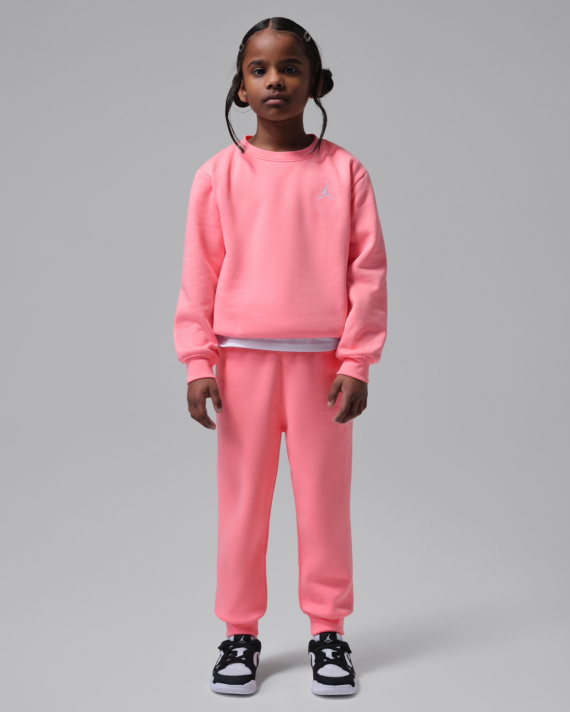 Jordan Brooklyn Fleece zweiteiliges Set mit Rundhalsshirt (jüngere Kinder) - Pink Gaze