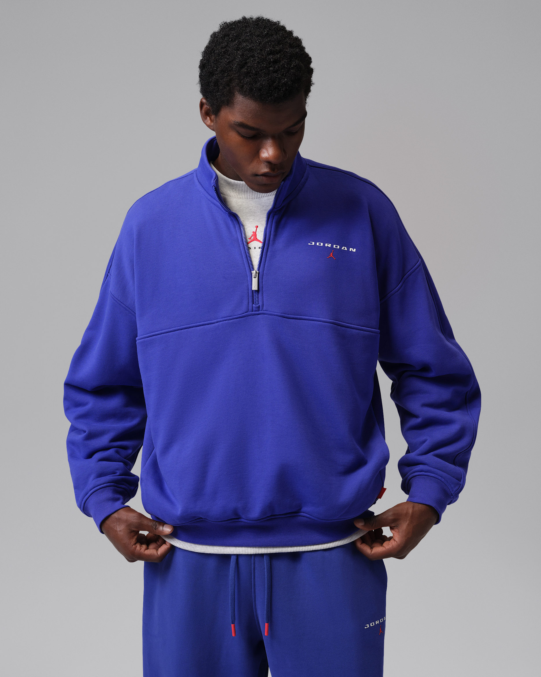 Sudadera con cierre de 1/4 para hombre Jordan Flight Fleece - Concordia claro