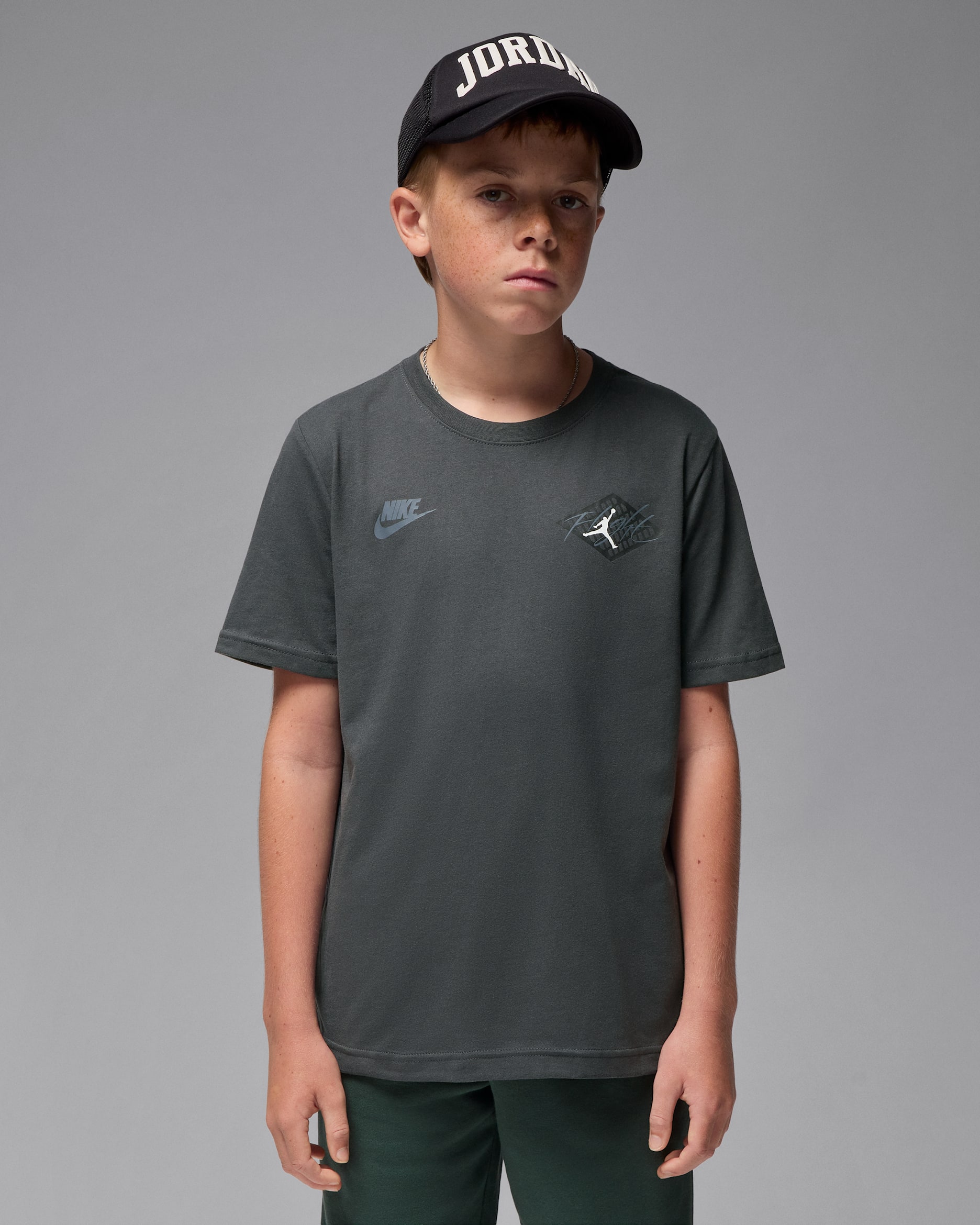 Jordan Big Kids' '24 Retro Black Cat T-Shirt - Anthracite