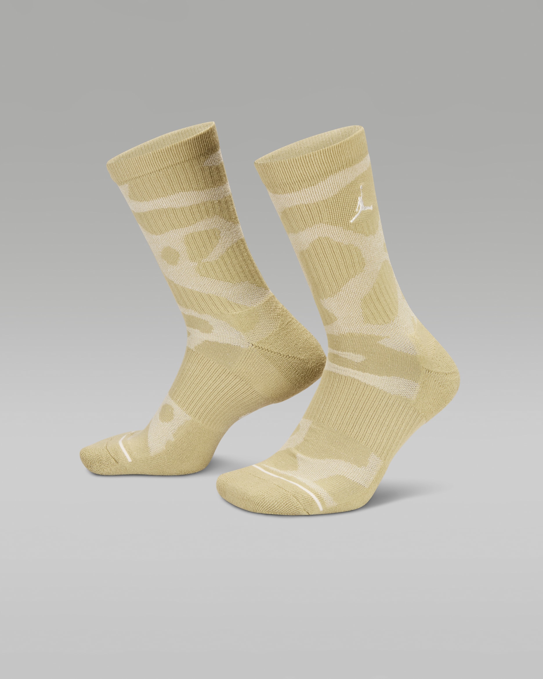 Jordan Everyday Cushioned Crew Socks (1 Pair) - Medium Khaki/Light Orewood Brown/Sail