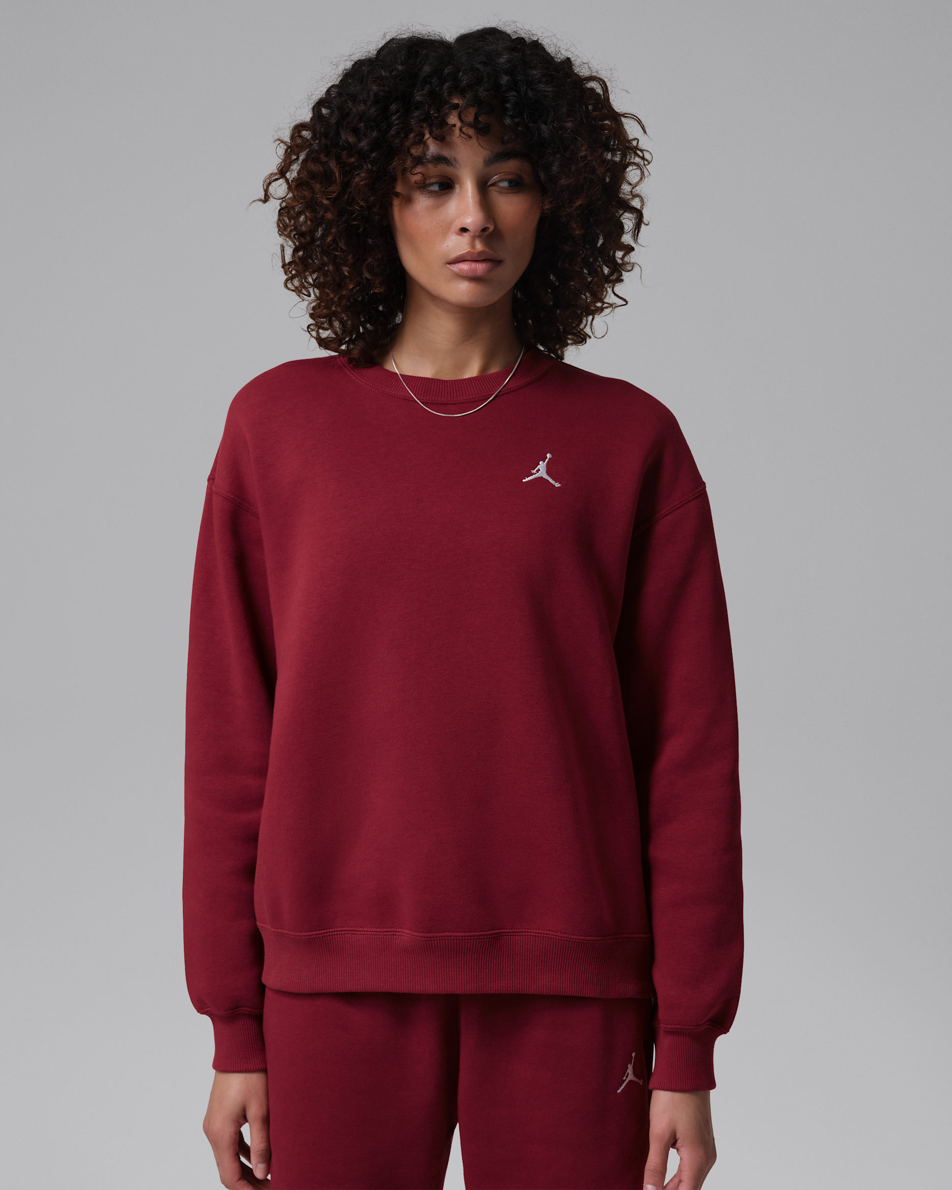 Jordan Brooklyn Fleece-Sweatshirt (Damen) - Team Red/Weiß