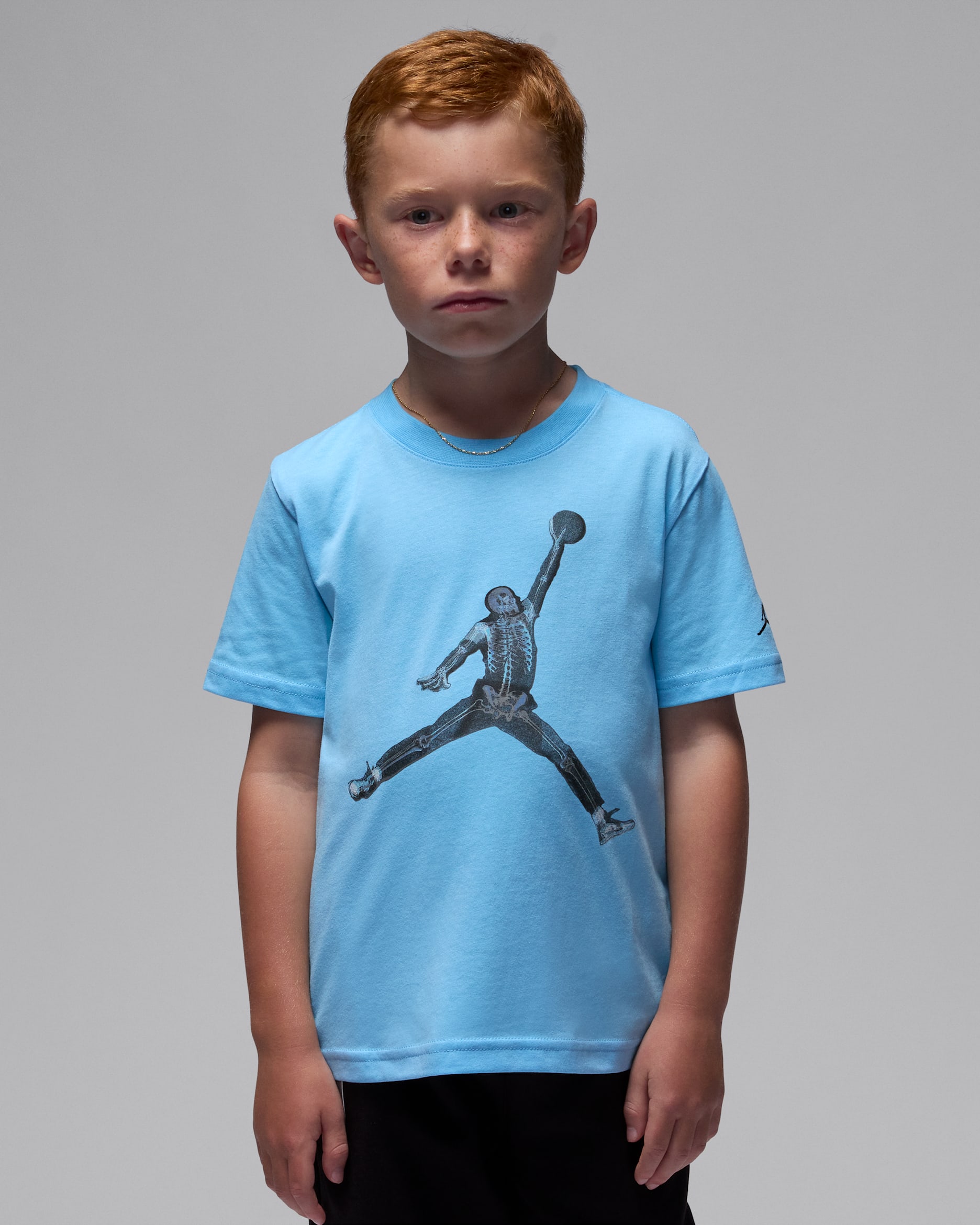Jordan Little Kids' Skeleton Jumpman T-Shirt - Blue Chill