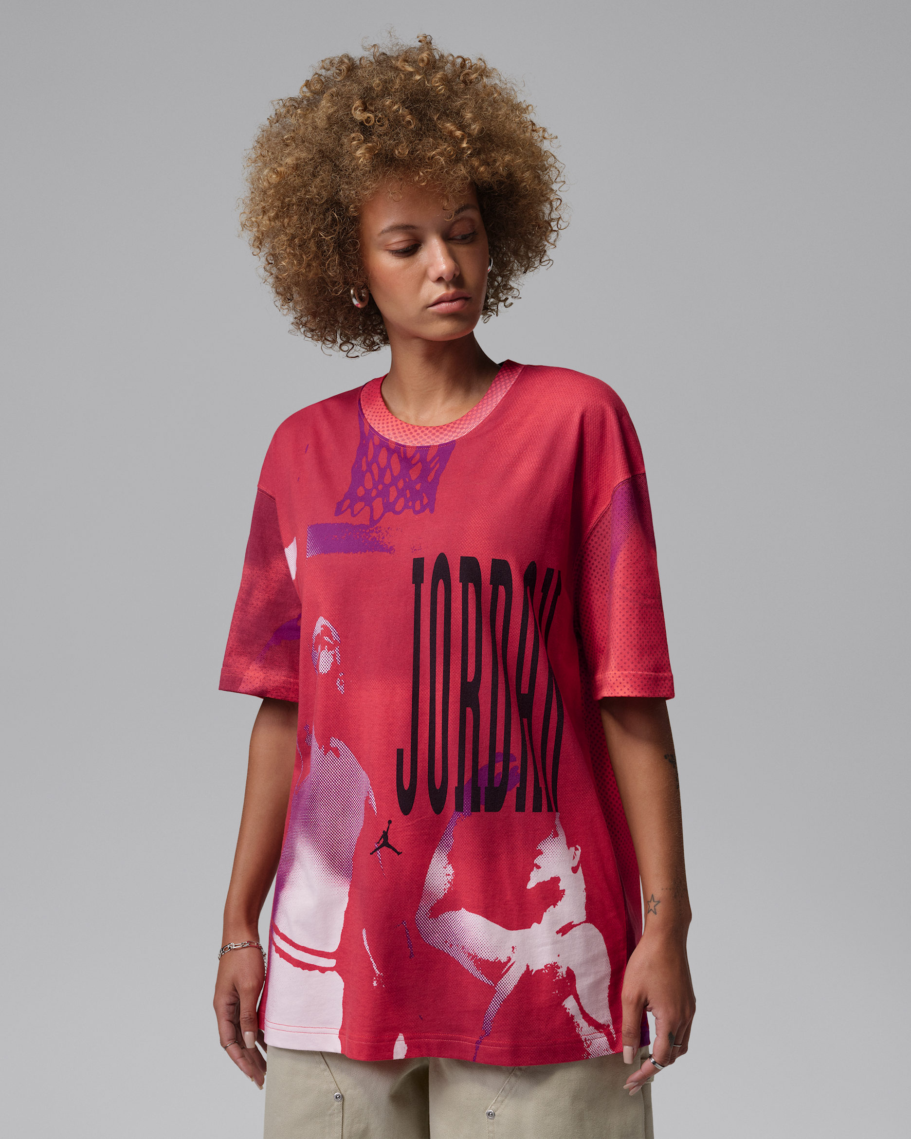 Jordan Flight Women's Oversized Graphic T-Shirt - Bright Crimson/Black