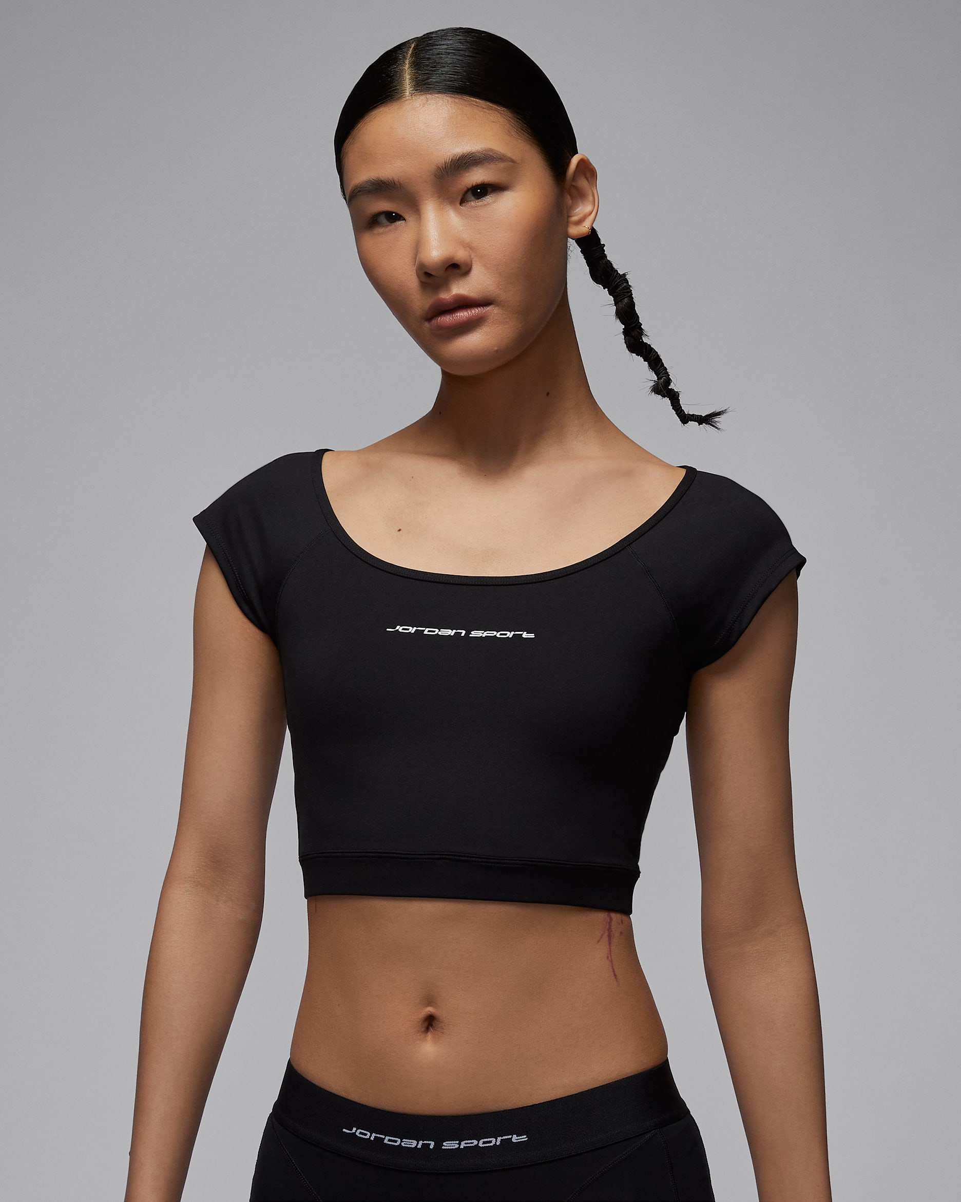 Jordan Sport Women's Short-Sleeve Knit Crop Top - Black