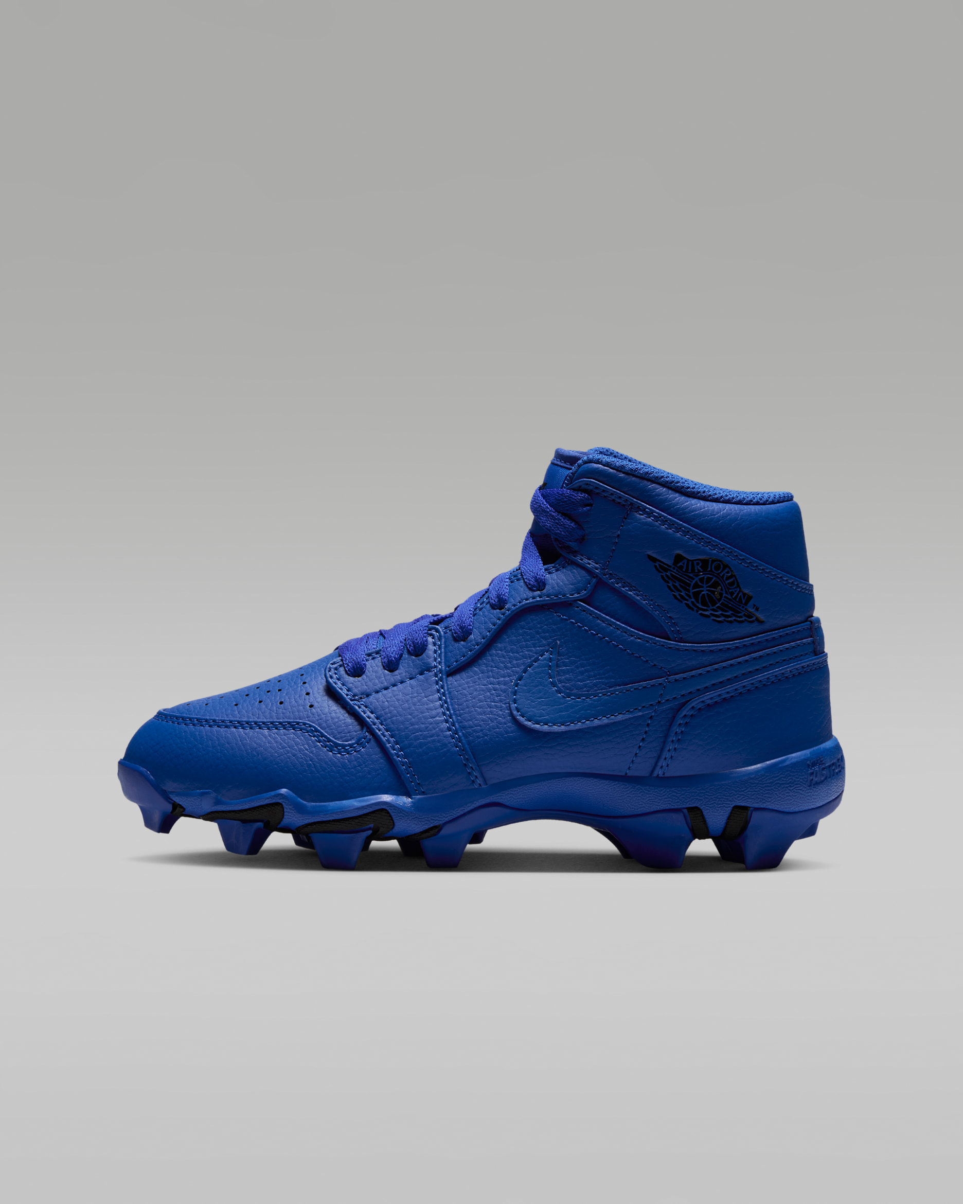Tacos de futbol para niños de preescolar/grandes Jordan 1 Mid - Royal juego/Negro