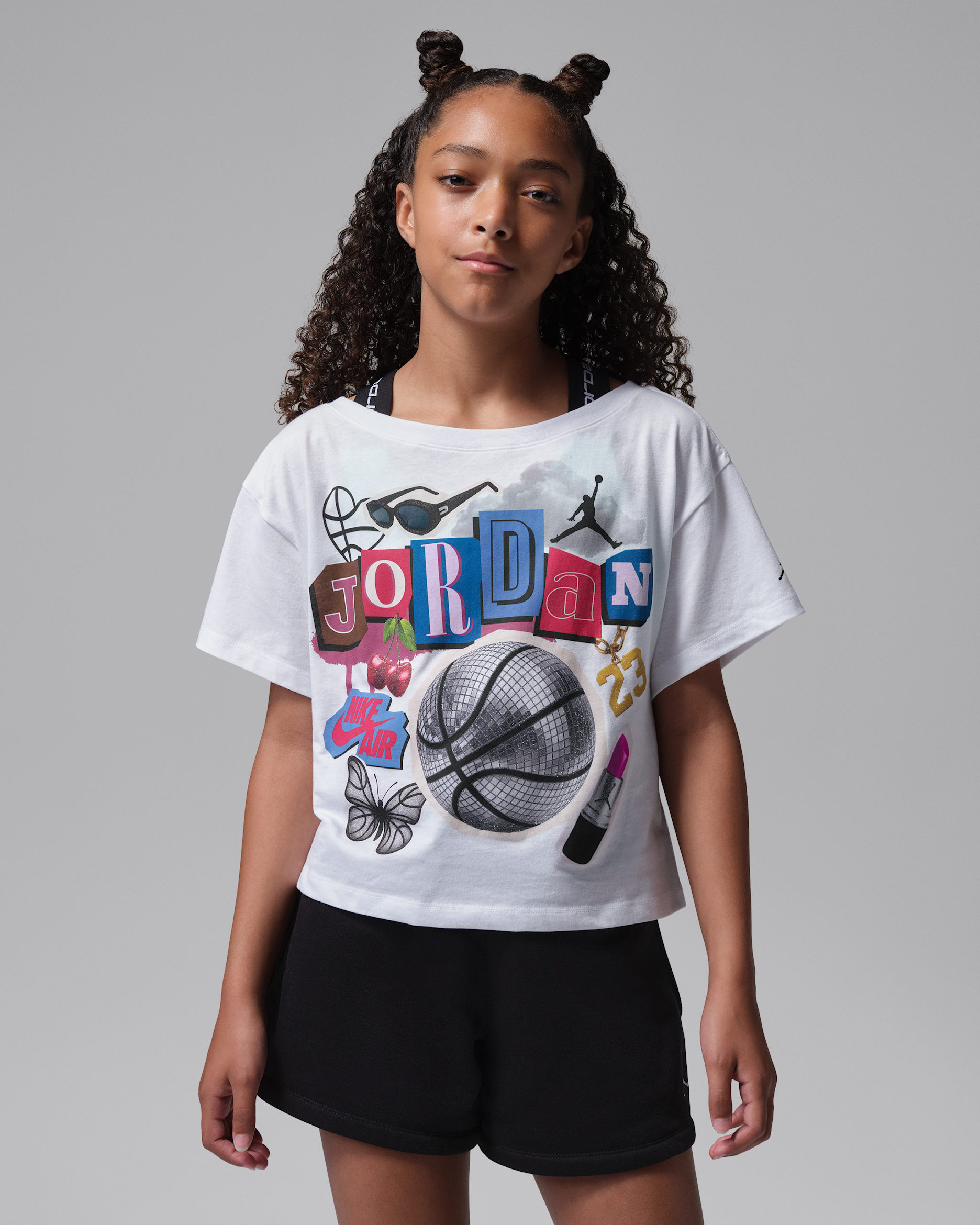 Playera Air con collage para niños talla grande Jordan - Blanco