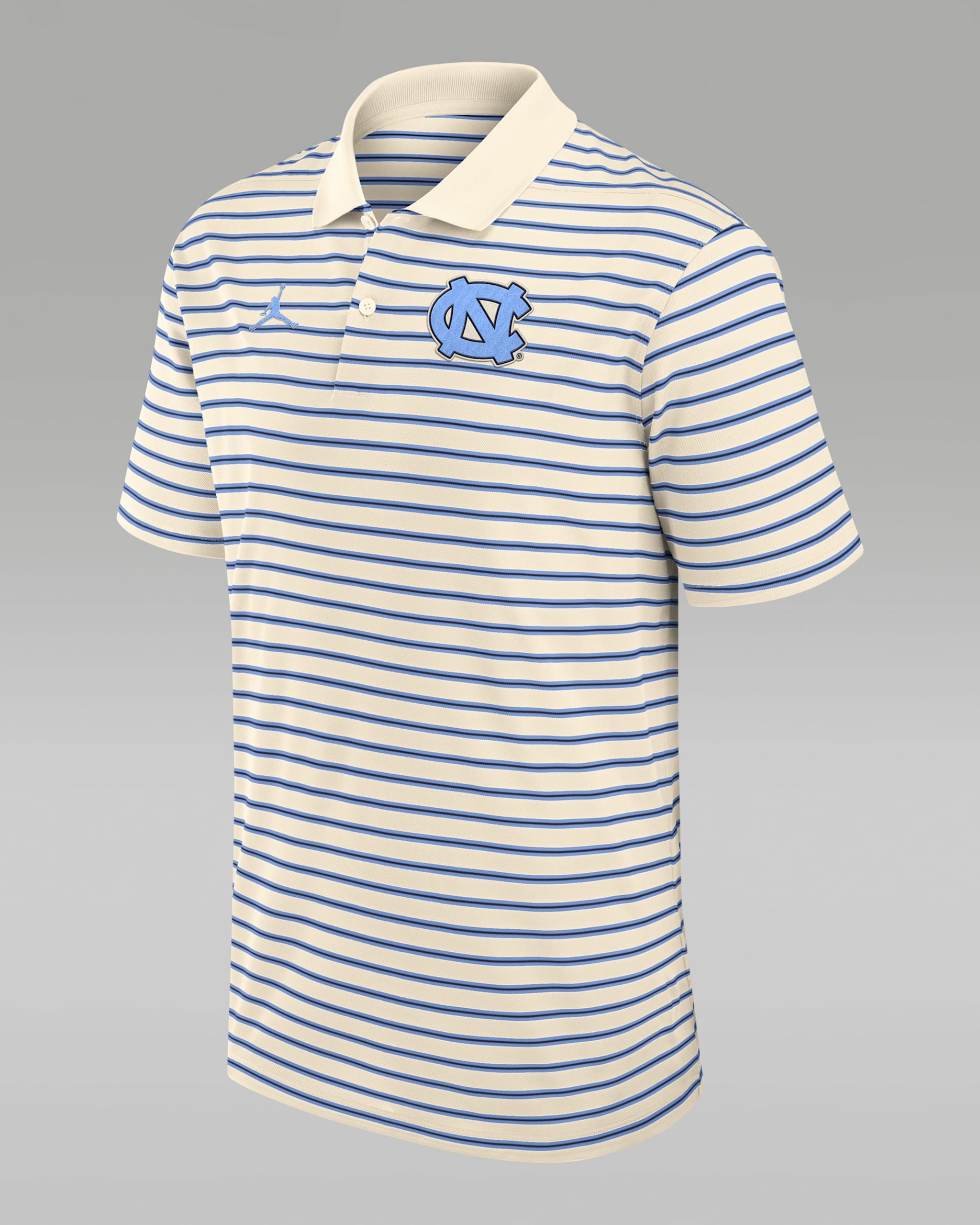North Carolina Striped Men's Jordan Brand Dri-FIT College Polo - Tan/Beige