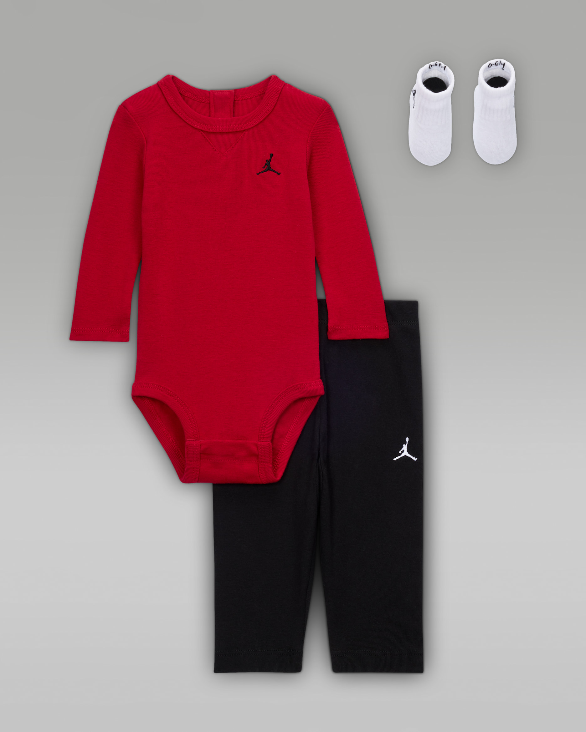 Jordan Baby Essentials Long Sleeve Bodysuit Boxed Set - Gym Red