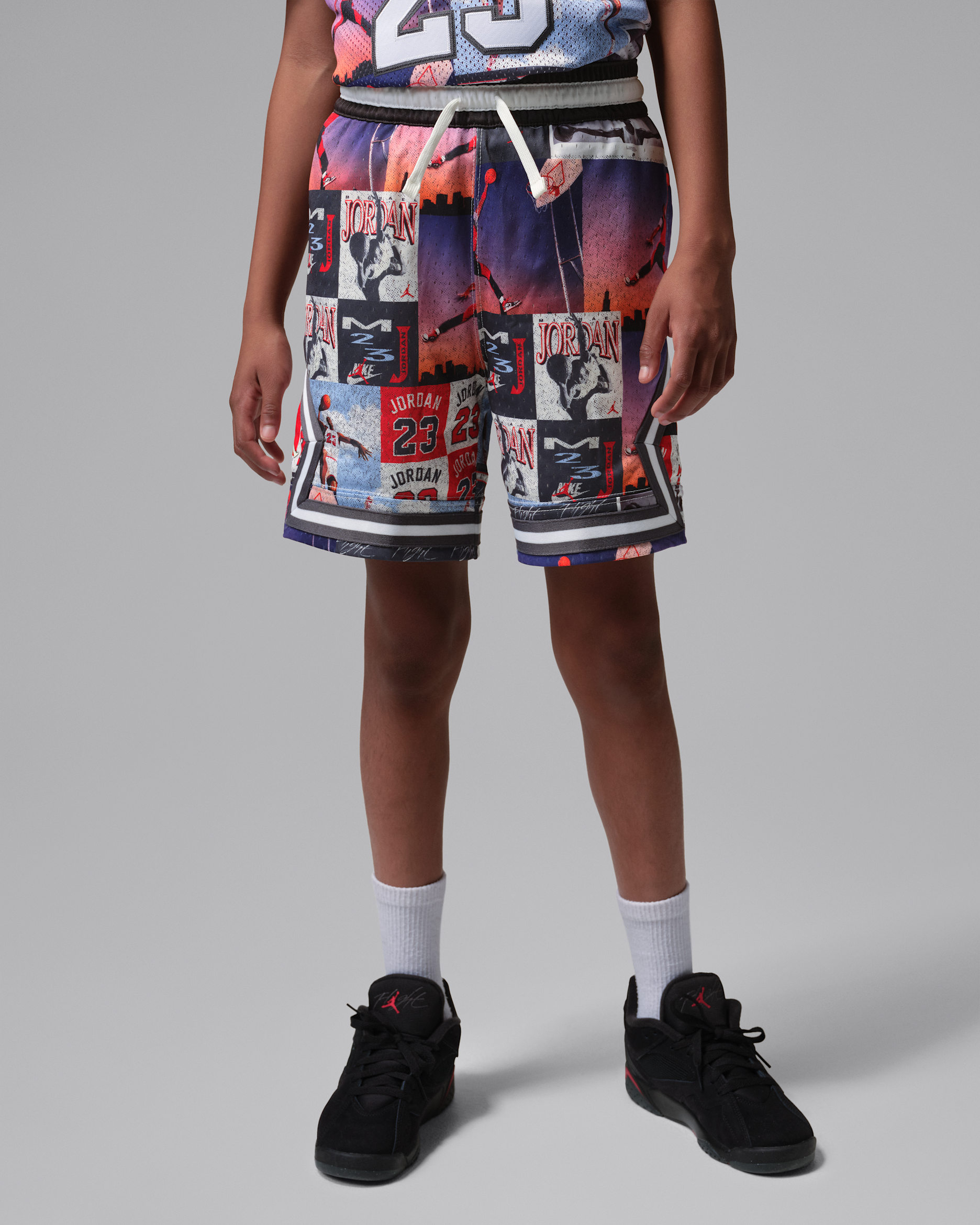 Jordan Dri-FIT Big Kids' MJ Printed Sport Diamond Shorts - Off Noir