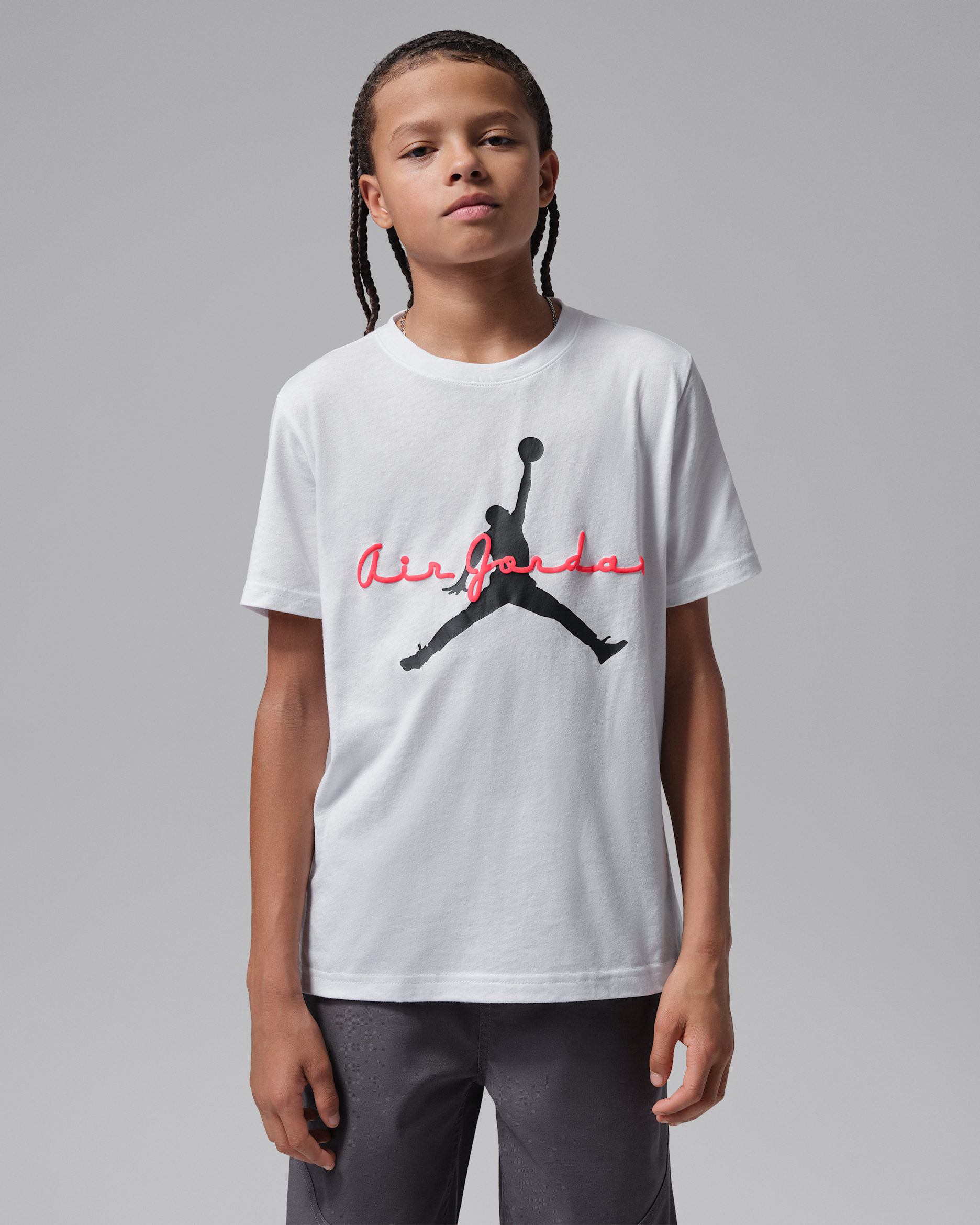 Playera con tipografía para niños talla grande Jordan Flight Essentials - Blanco