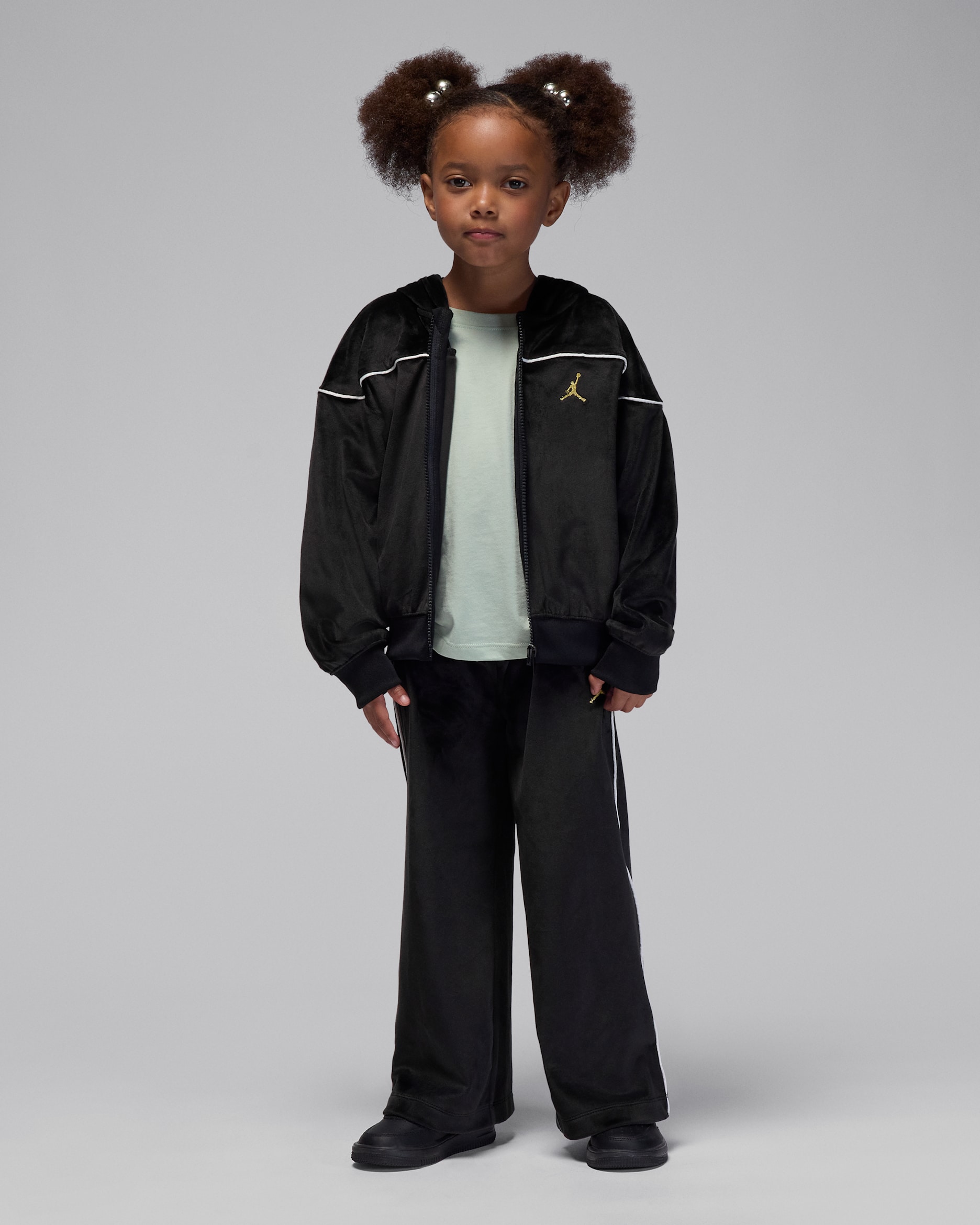 Tvådelat set i velour Jordan Mountainside för barn - Svart