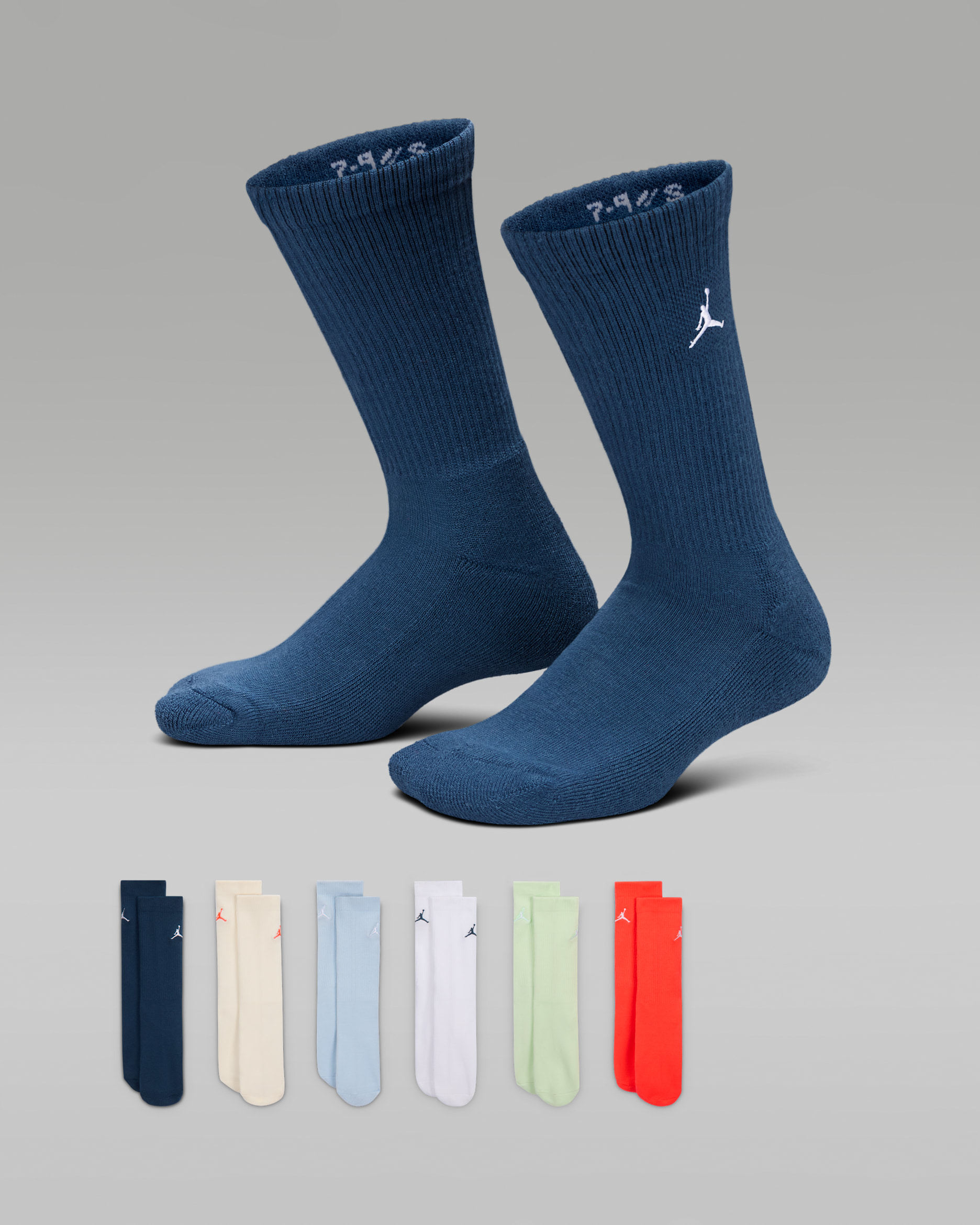 Jordan Everyday Essentials Kids' Crew Socks (6 Pairs) - Squadron Blue