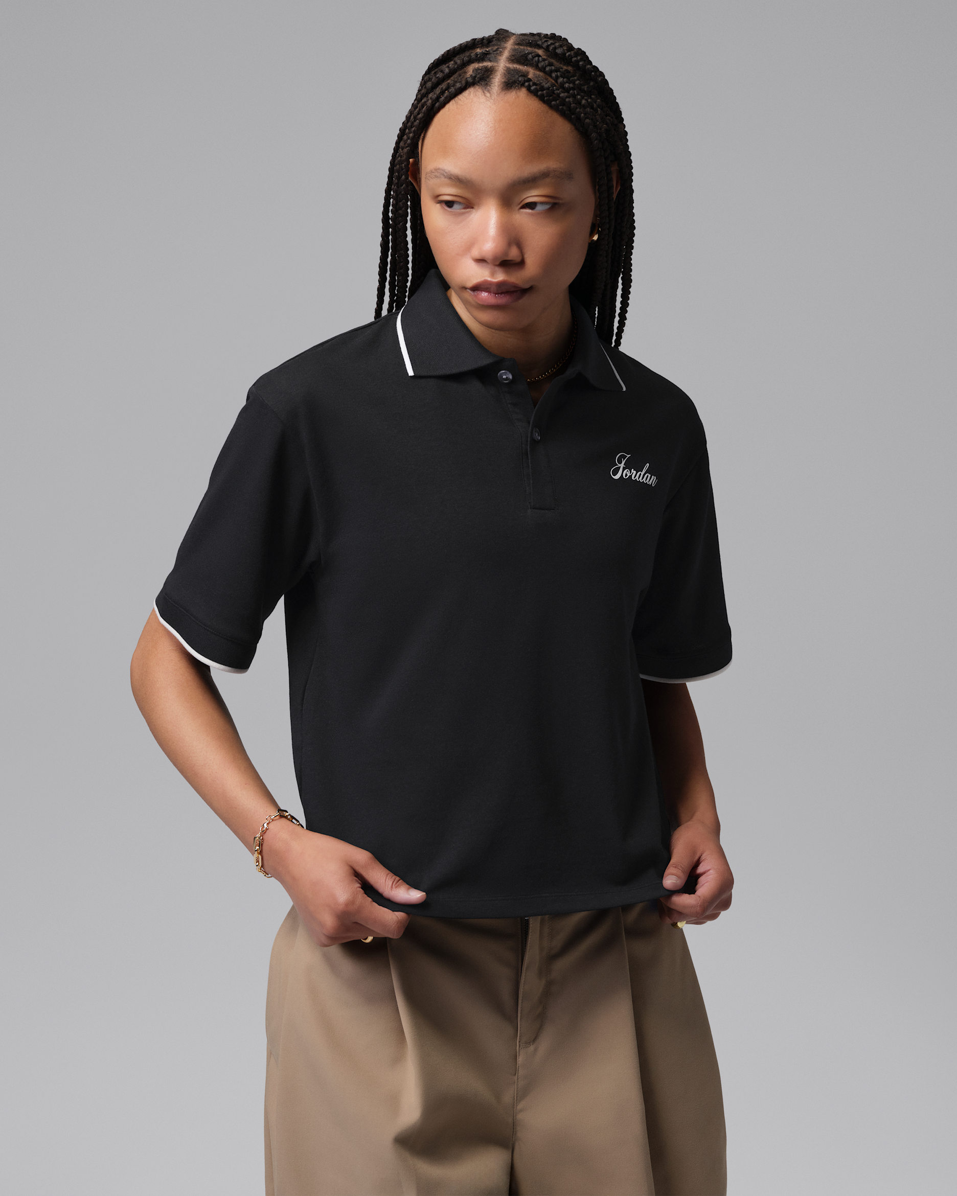 Jordan Sport Women's Dri-FIT Short-Sleeve Polo - Black/Sail/Black