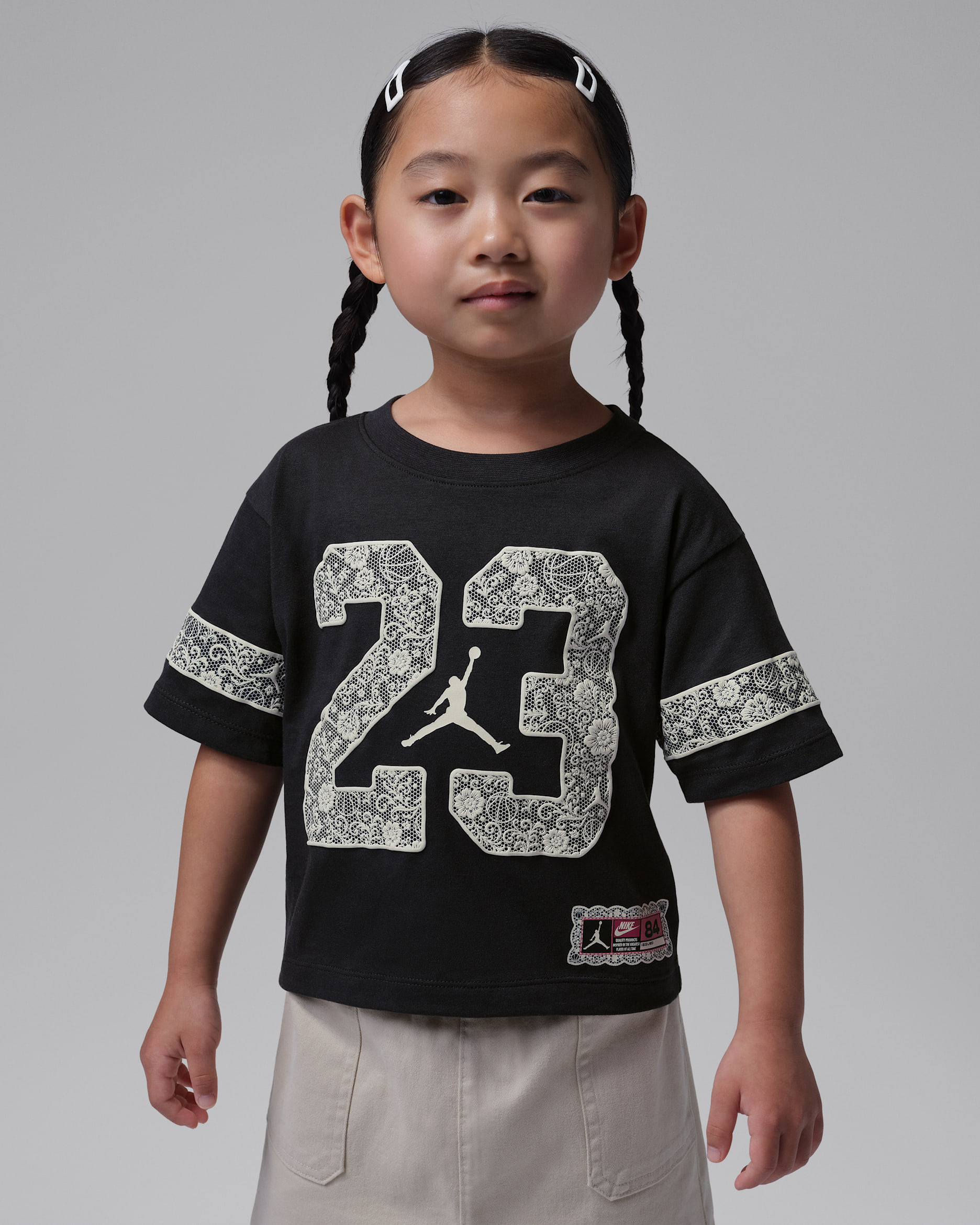 Playera de encaje floral para niños talla pequeña Jordan - Sombrío apagado
