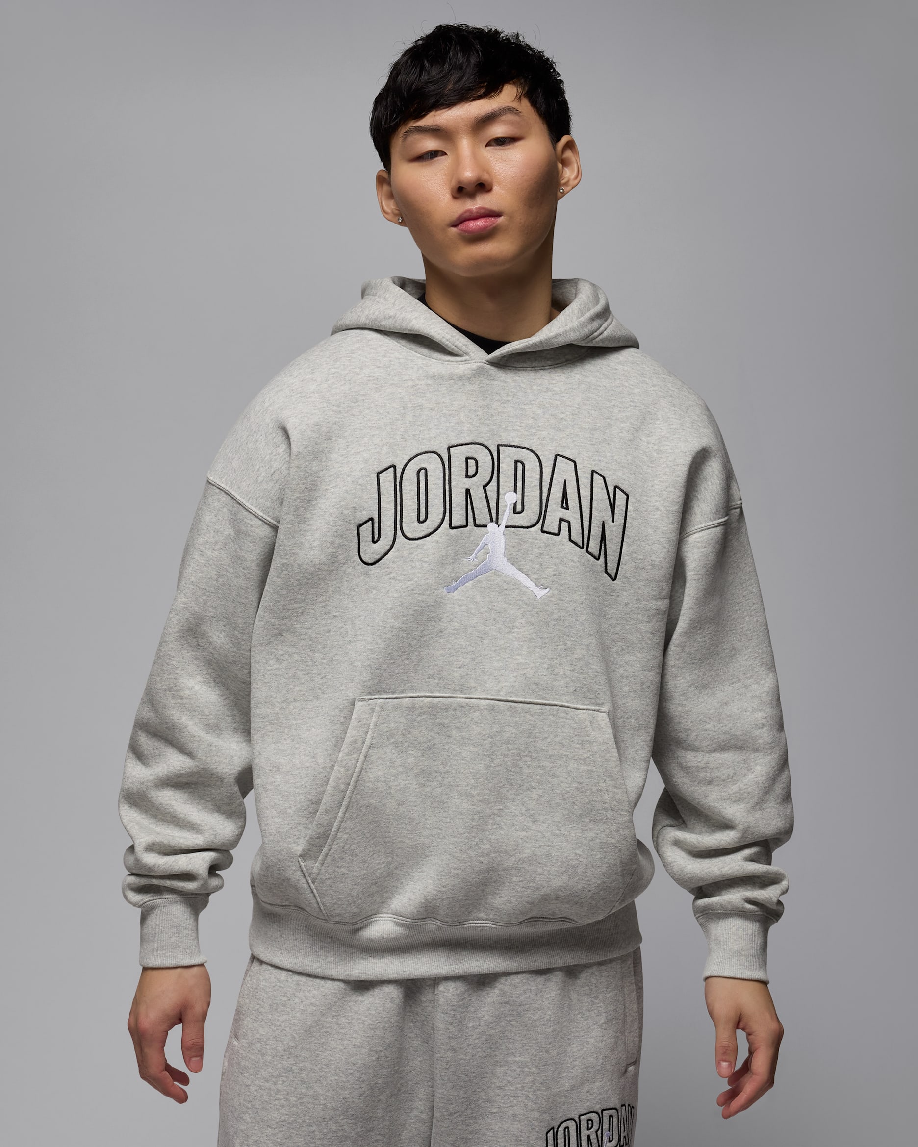 Sweat à capuche oversize Jordan Brooklyn Fleece pour homme - Grey Heather/Blanc