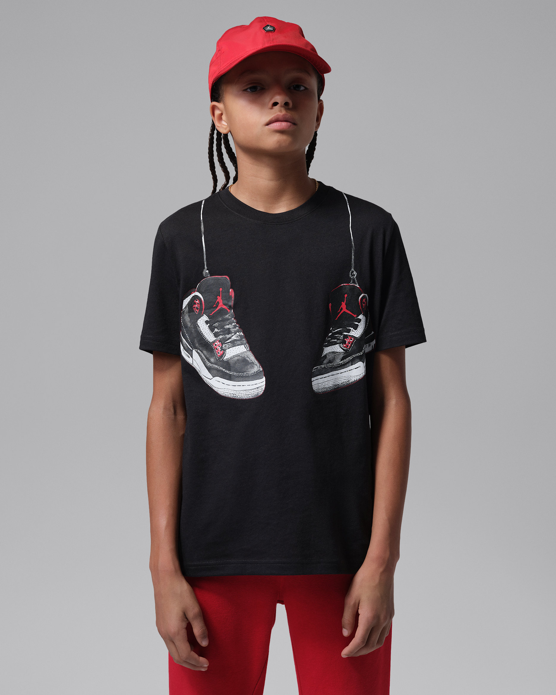 조던 주니어 행잉 AJ3 티셔츠 - 블랙