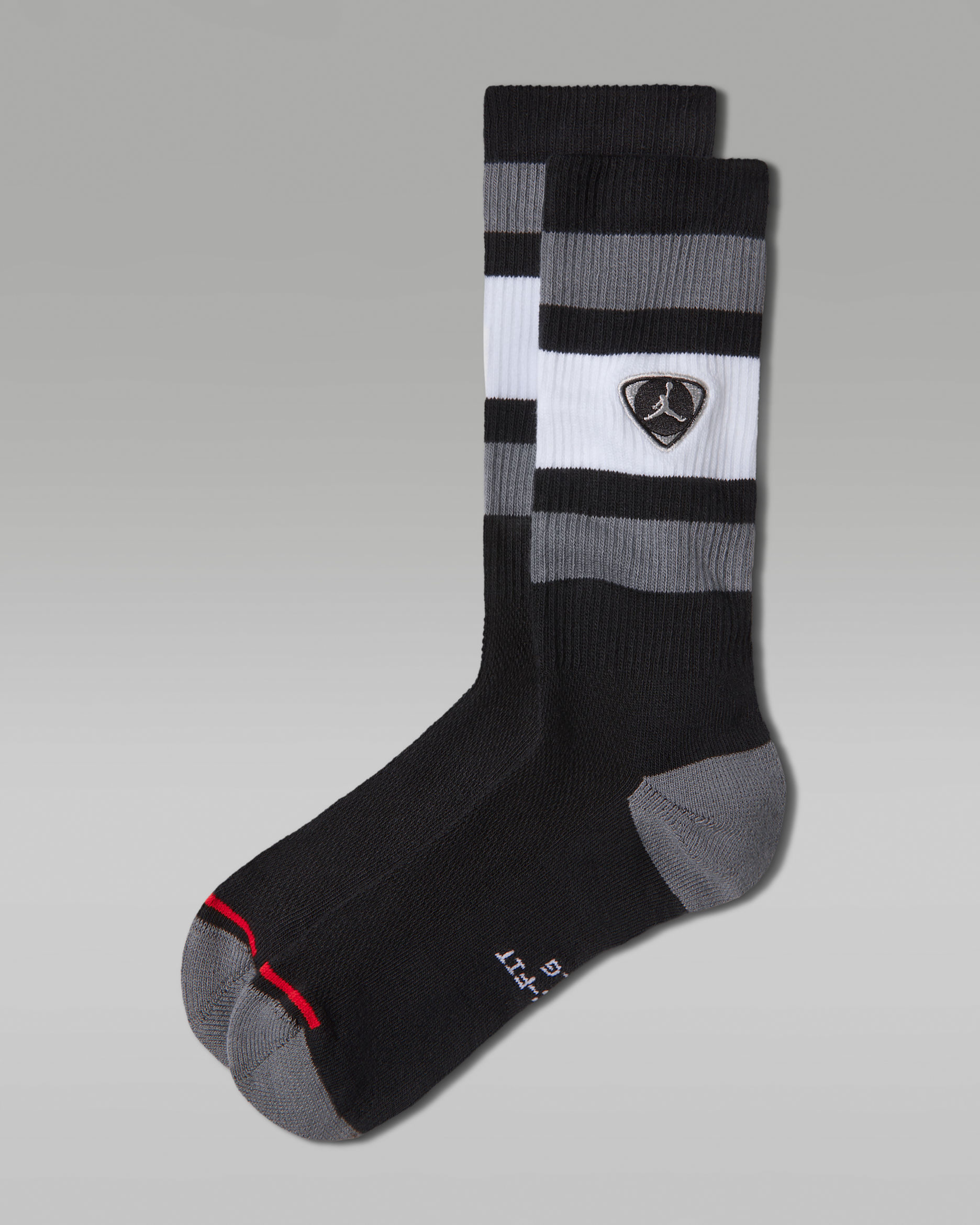 Jordan Everyday Elevated Crew Socks (1 Pair) - Black/White/Smoke Grey/Metallic Silver