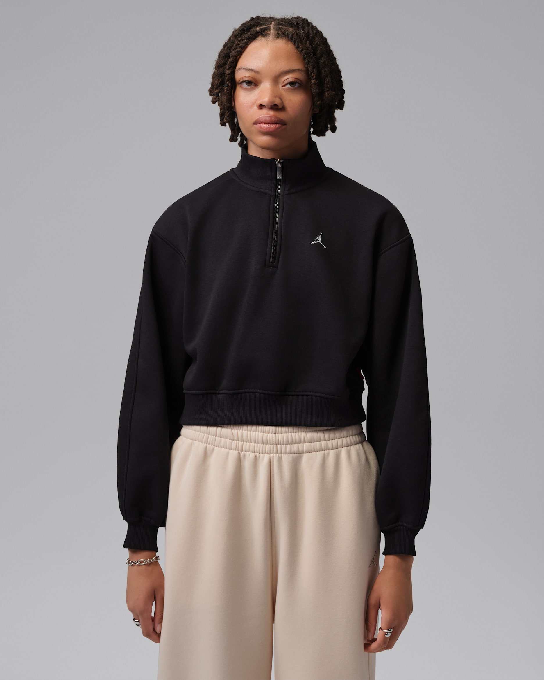 Jordan Brooklyn Women's 1/4-Zip Cropped Top - Black