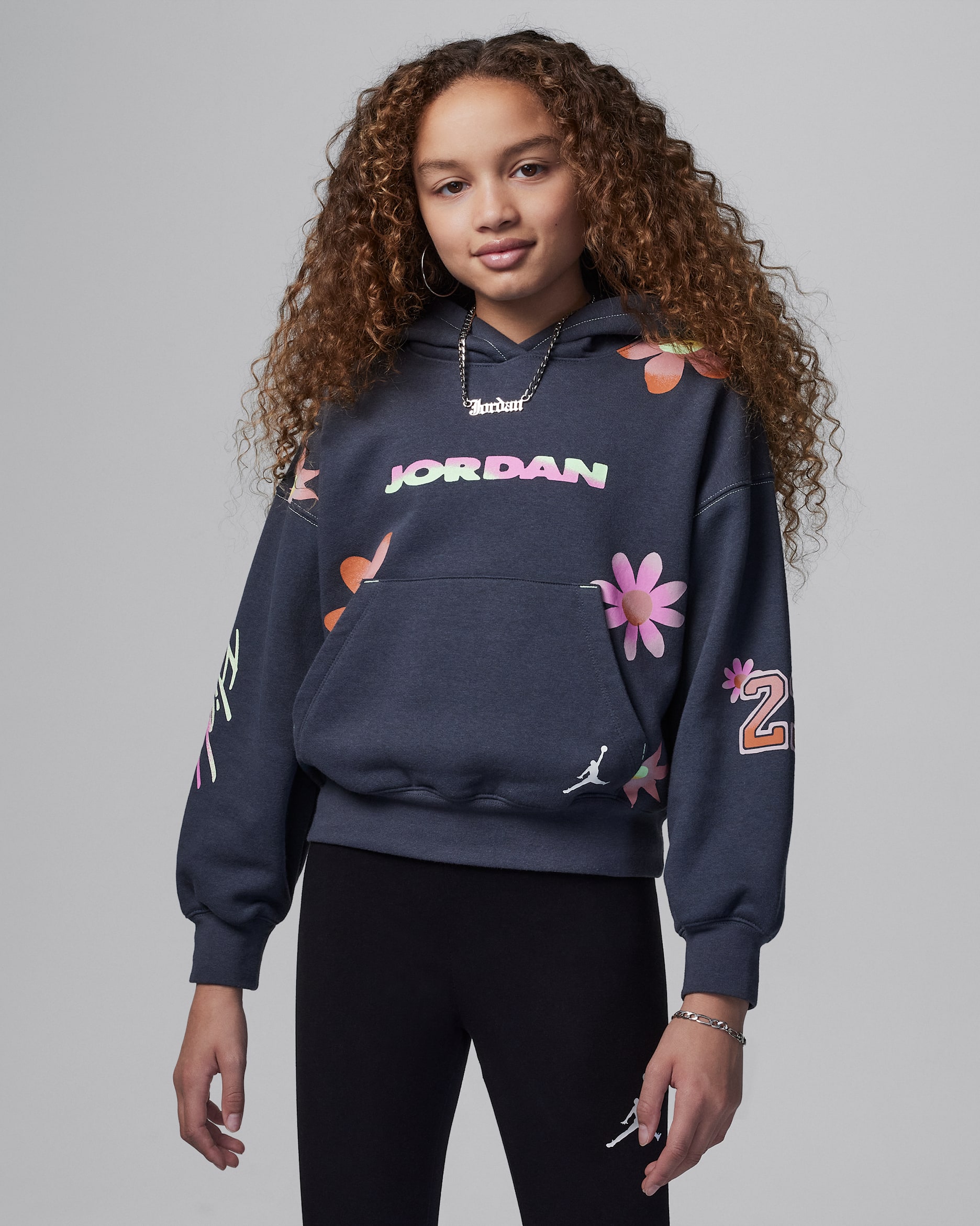 Jordan Deloris Jordan Flower hoodie voor kids - Anthracite