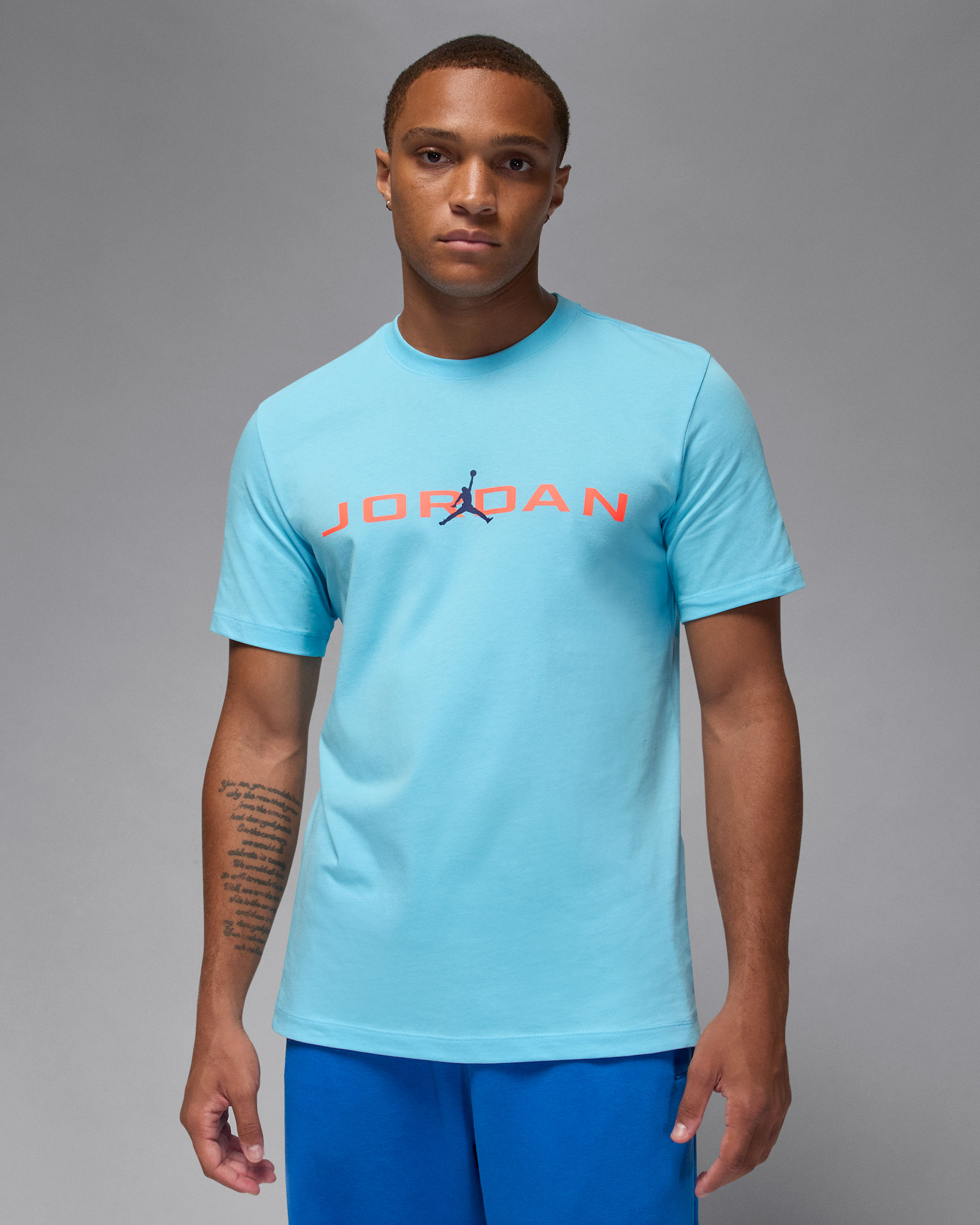 Jordan Air Men's T-Shirt - Blue Chill/Hot Lava/Blue Void