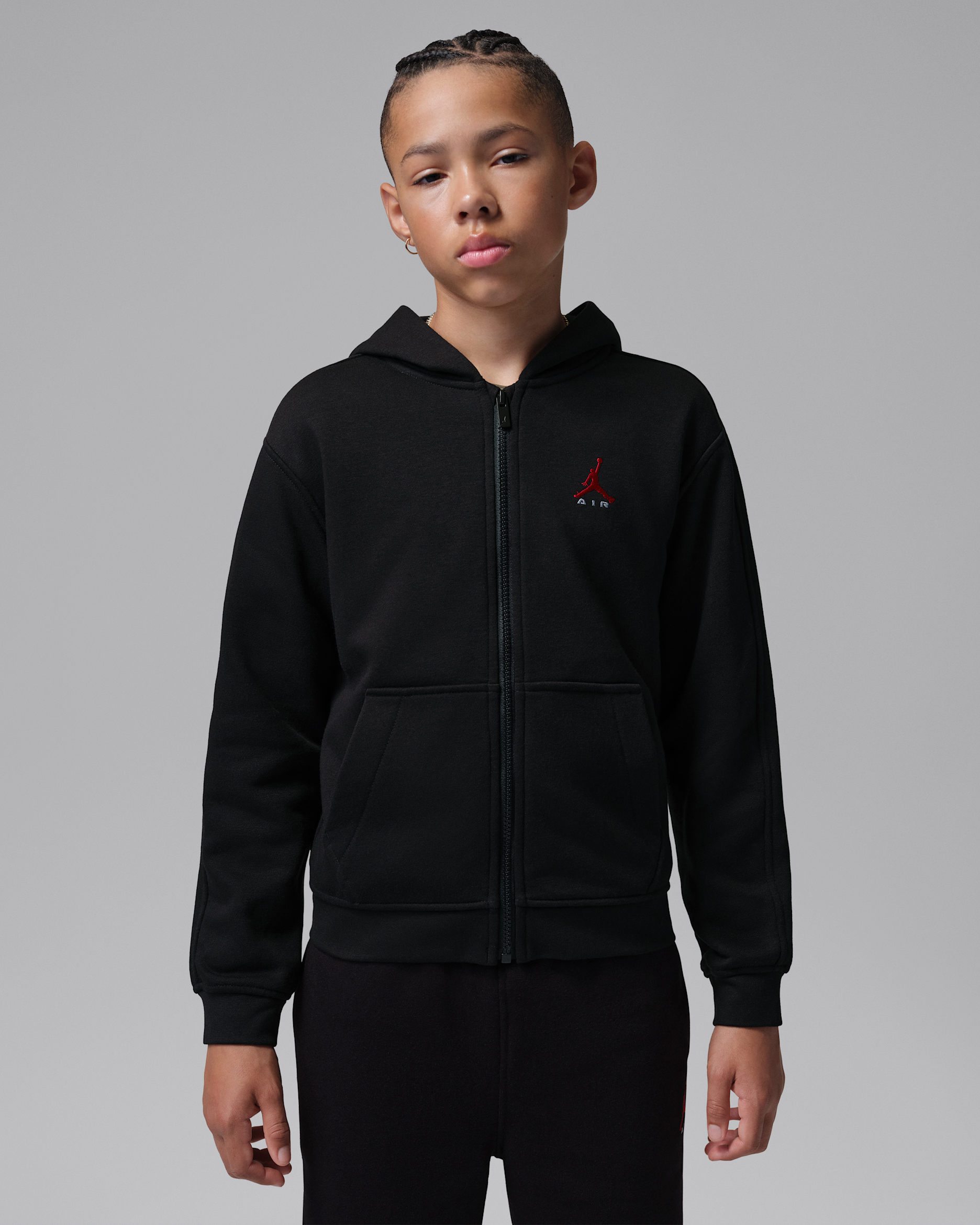 Jordan Brooklyn Fleece Older Kids' Full-Zip Hoodie - Black