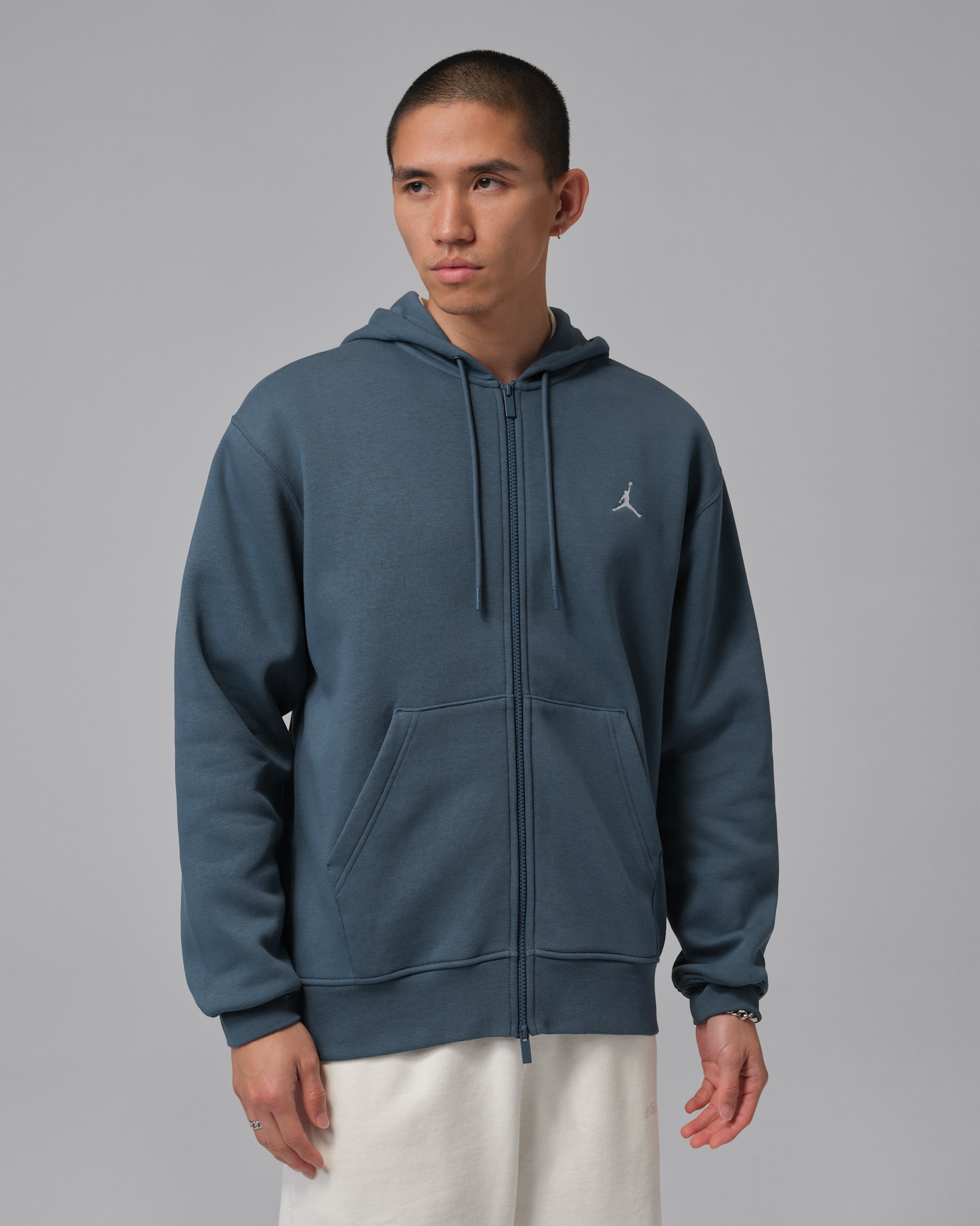 Jordan Brooklyn Fleece Men's Full-Zip Hoodie - Squadron Blue/White