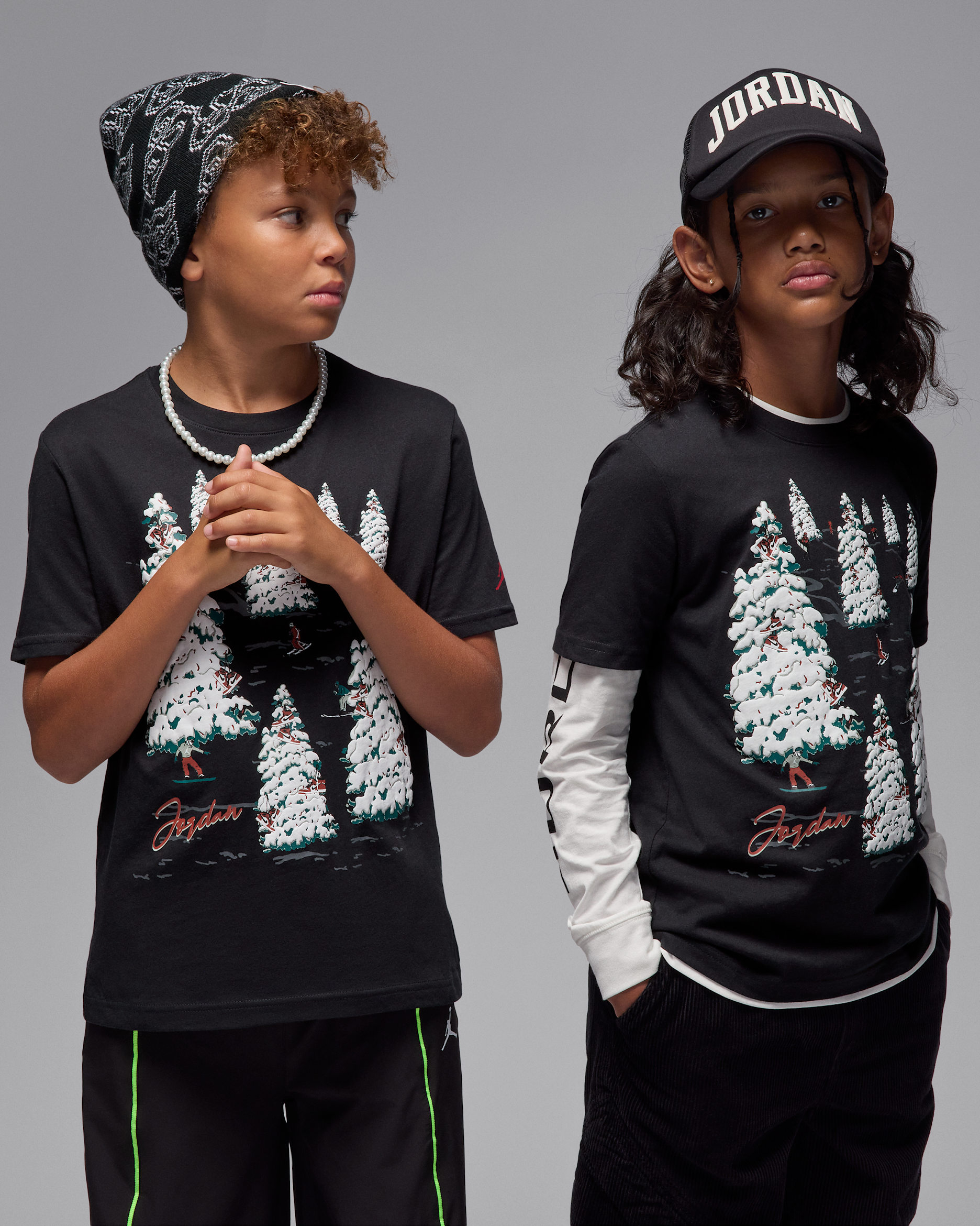 Jordan Winterland póló nagyobb gyerekeknek - Fekete