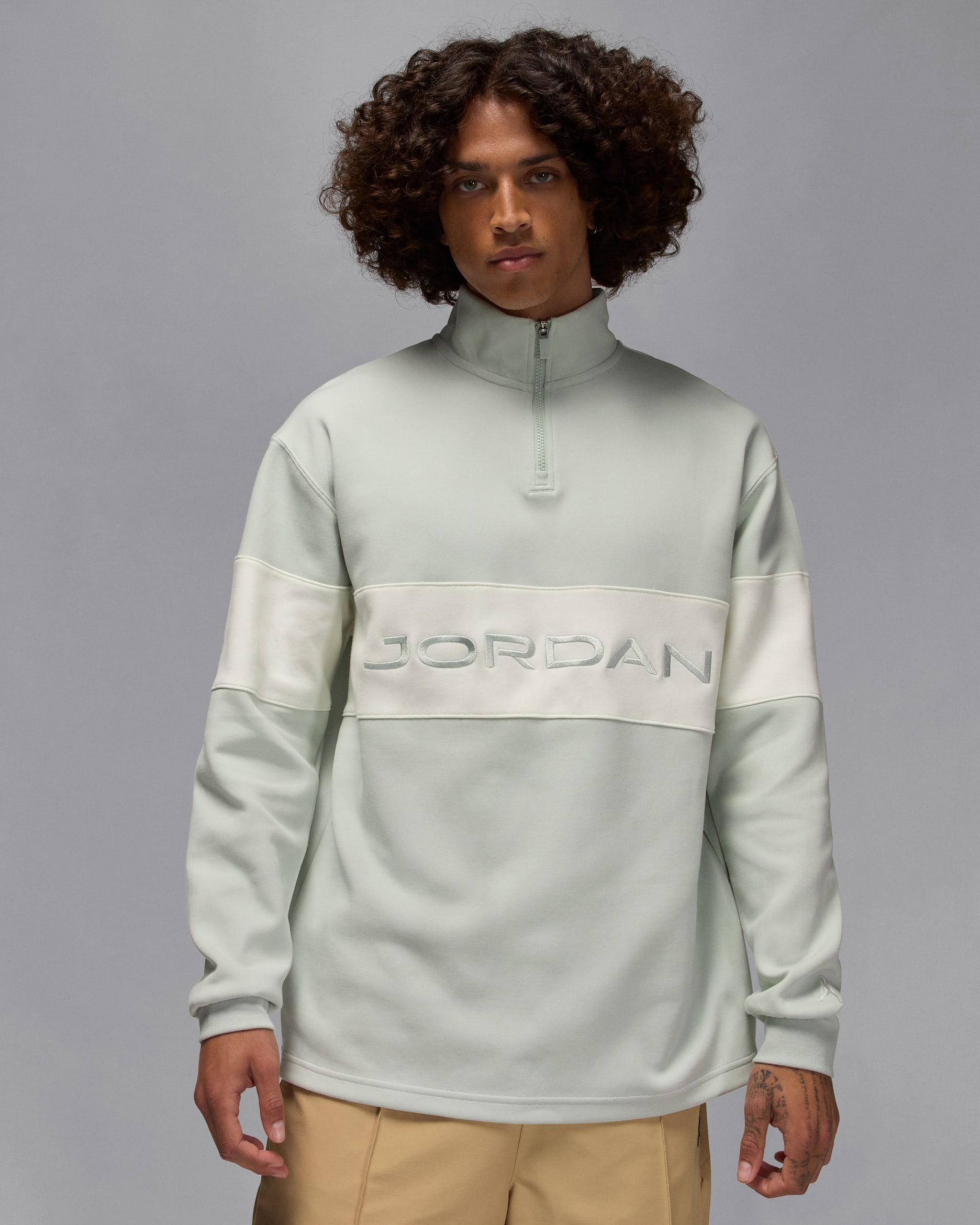 Jordan Sport Men's Dri-FIT 1/4-Zip Golf Top - Light Silver/Sail/Sail