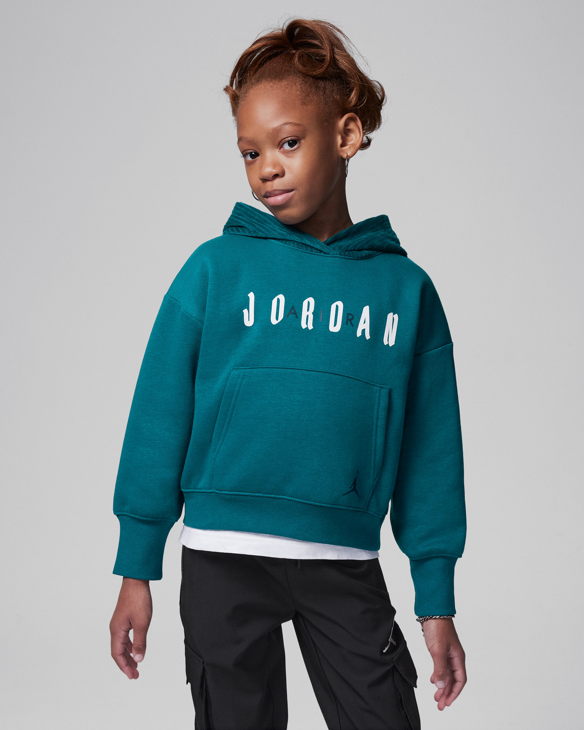 Sudadera con gorro para niños talla pequeña Jordan Soft Touch Mixed Pullover Hoodie - Azul verdoso geoda